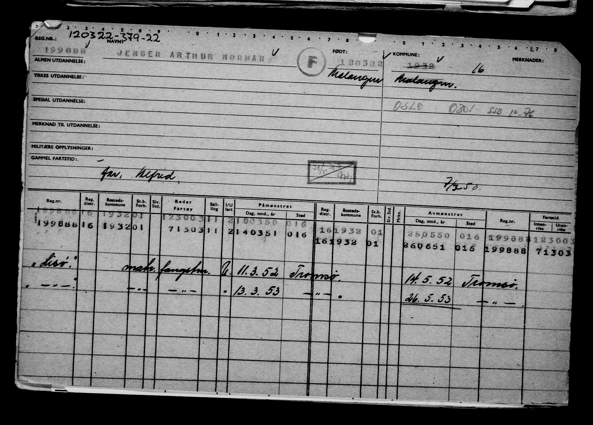 Direktoratet for sjømenn, AV/RA-S-3545/G/Gb/L0204: Hovedkort, 1922, s. 43