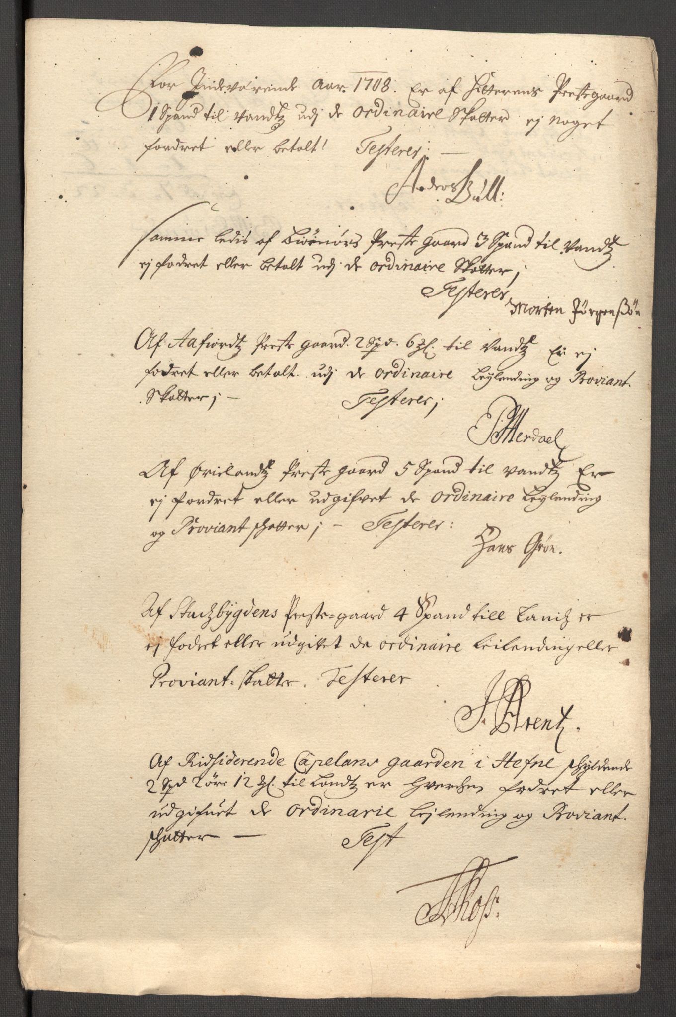 Rentekammeret inntil 1814, Reviderte regnskaper, Fogderegnskap, RA/EA-4092/R57/L3858: Fogderegnskap Fosen, 1708-1709, s. 151