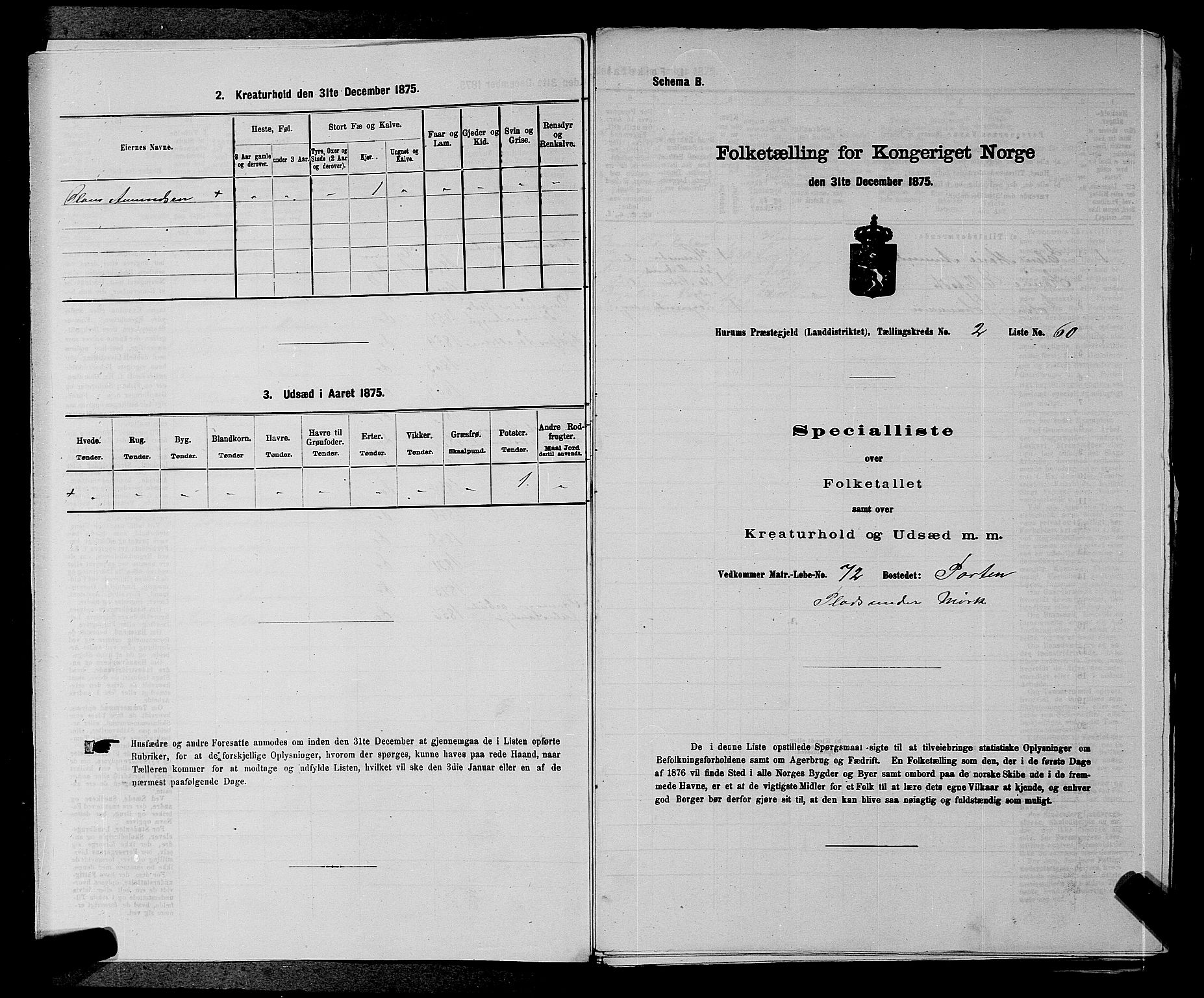 SAKO, Folketelling 1875 for 0628L Hurum prestegjeld, Hurum sokn, 1875, s. 218