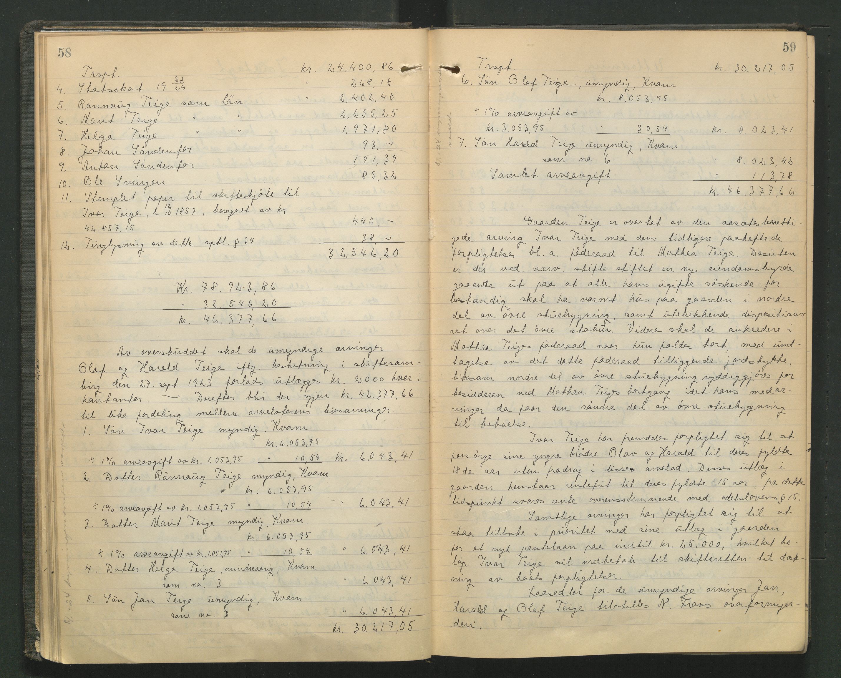 Nord-Gudbrandsdal tingrett, AV/SAH-TING-002/J/Jd/L0006: Skifteutlodningsprotokoll, 1923-1928, s. 58-59