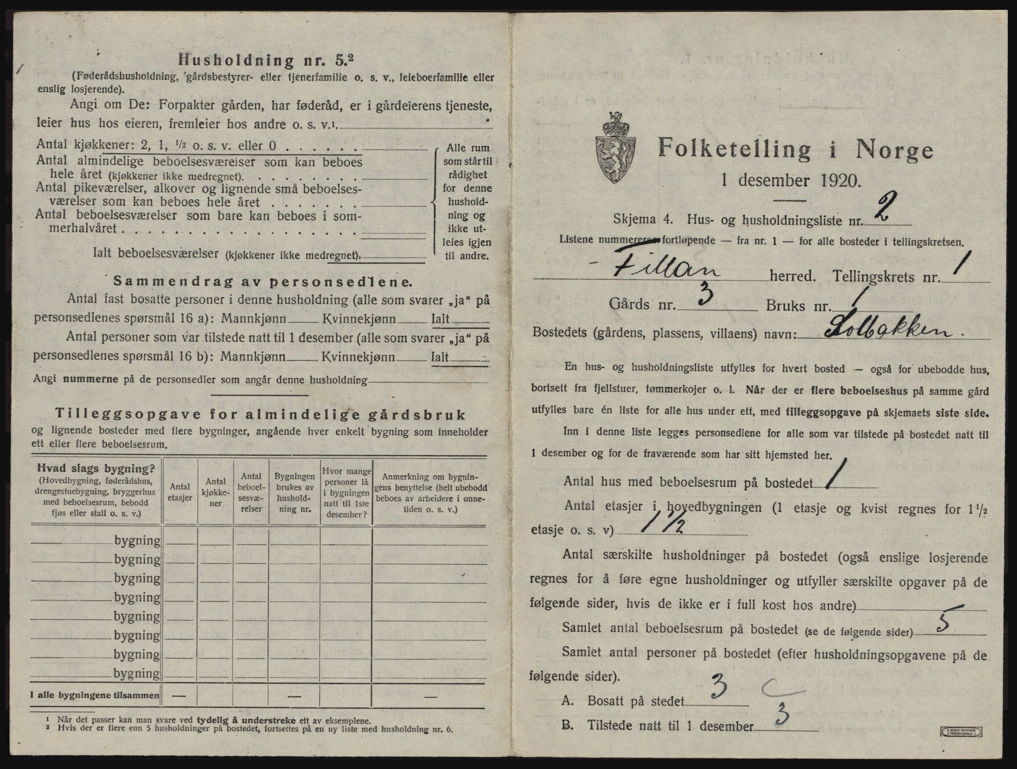 SAT, Folketelling 1920 for 1616 Fillan herred, 1920, s. 36