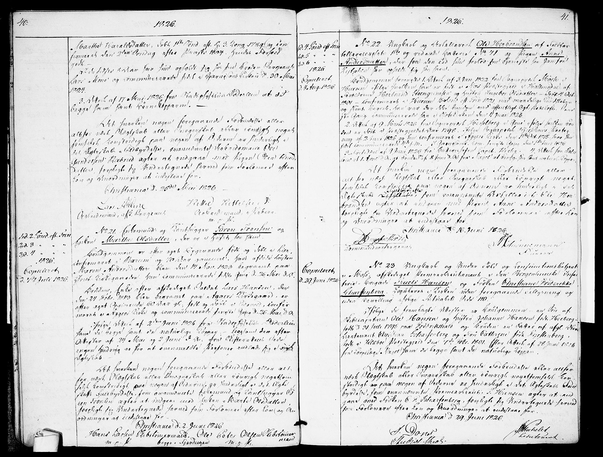 Garnisonsmenigheten Kirkebøker, AV/SAO-A-10846/H/Ha/L0001: Lysningsprotokoll nr. I 1, 1823-1828, s. 40-41