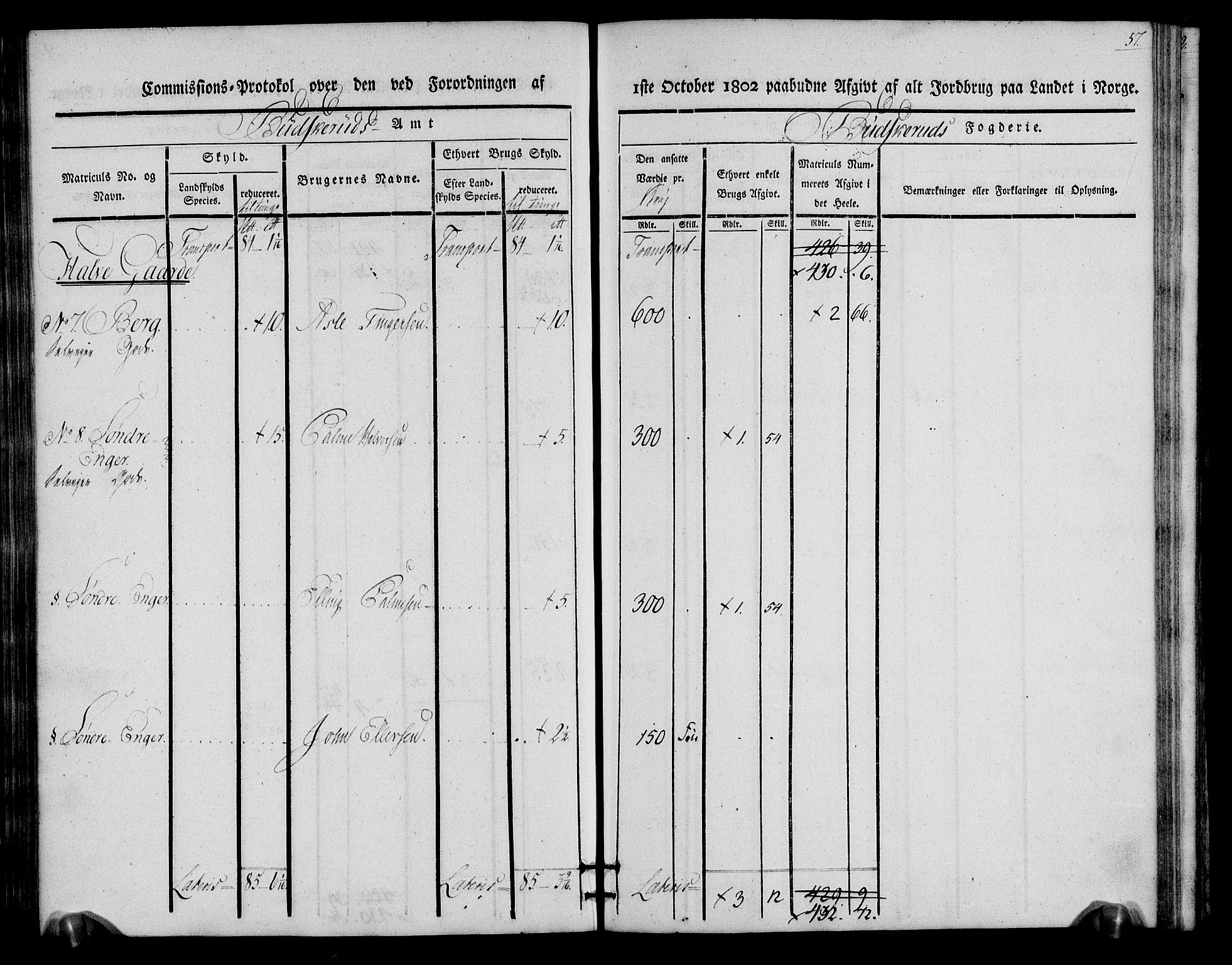 Rentekammeret inntil 1814, Realistisk ordnet avdeling, AV/RA-EA-4070/N/Ne/Nea/L0060: Buskerud fogderi. Kommisjonsprotokoll for Sigdal prestegjeld, 1803, s. 57