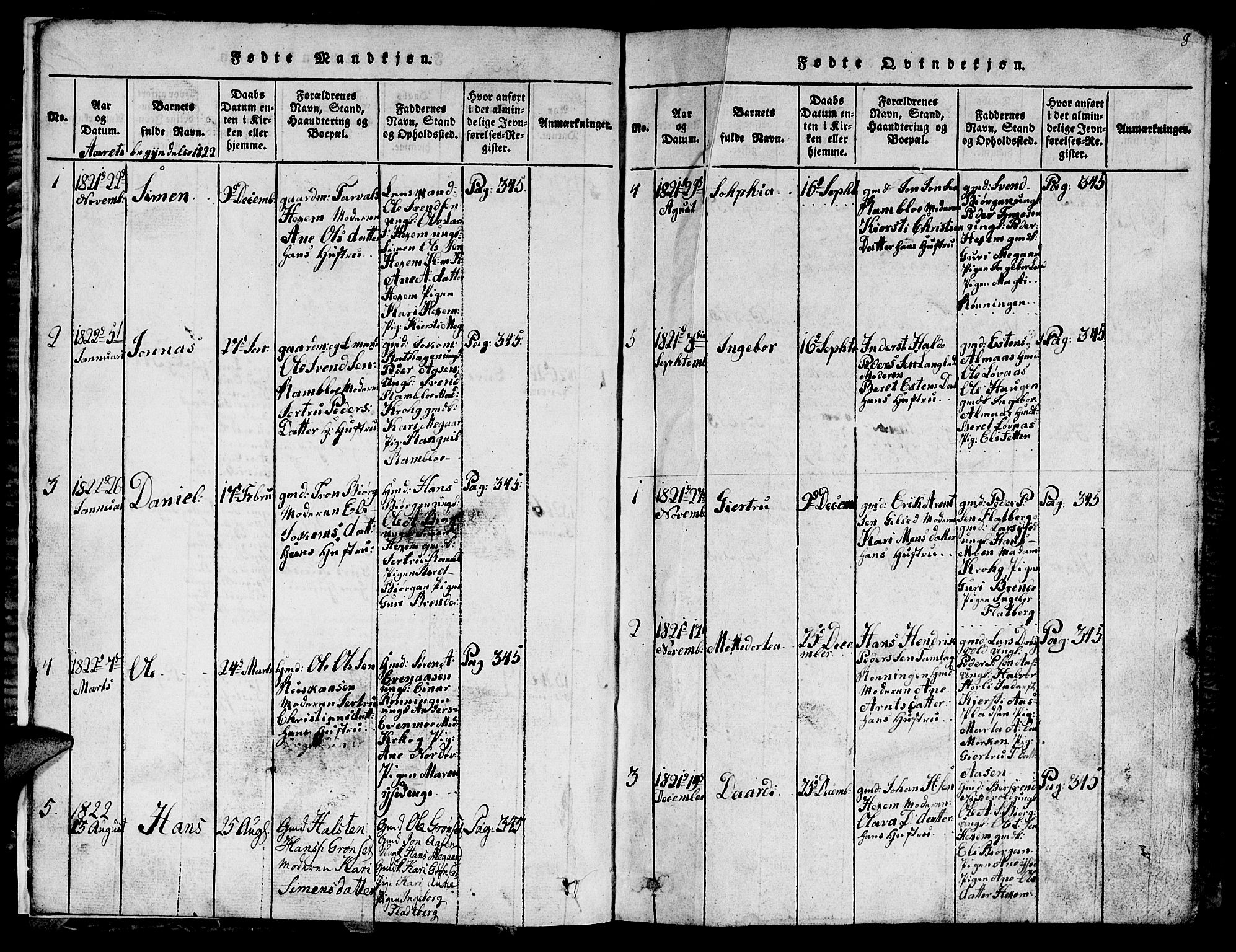 Ministerialprotokoller, klokkerbøker og fødselsregistre - Sør-Trøndelag, AV/SAT-A-1456/685/L0976: Klokkerbok nr. 685C01, 1817-1878, s. 8