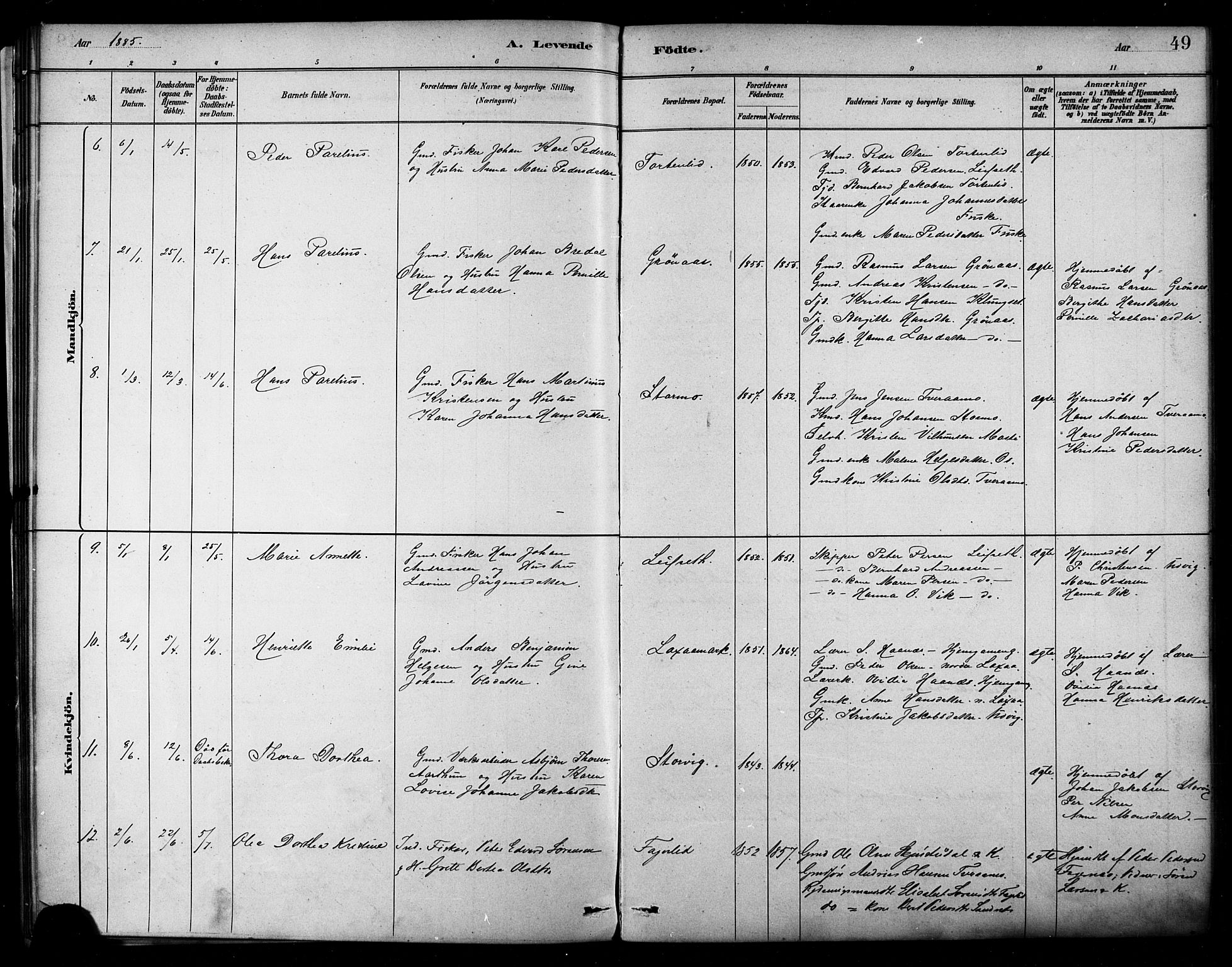 Ministerialprotokoller, klokkerbøker og fødselsregistre - Nordland, AV/SAT-A-1459/849/L0689: Ministerialbok nr. 849A01, 1879-1889, s. 49