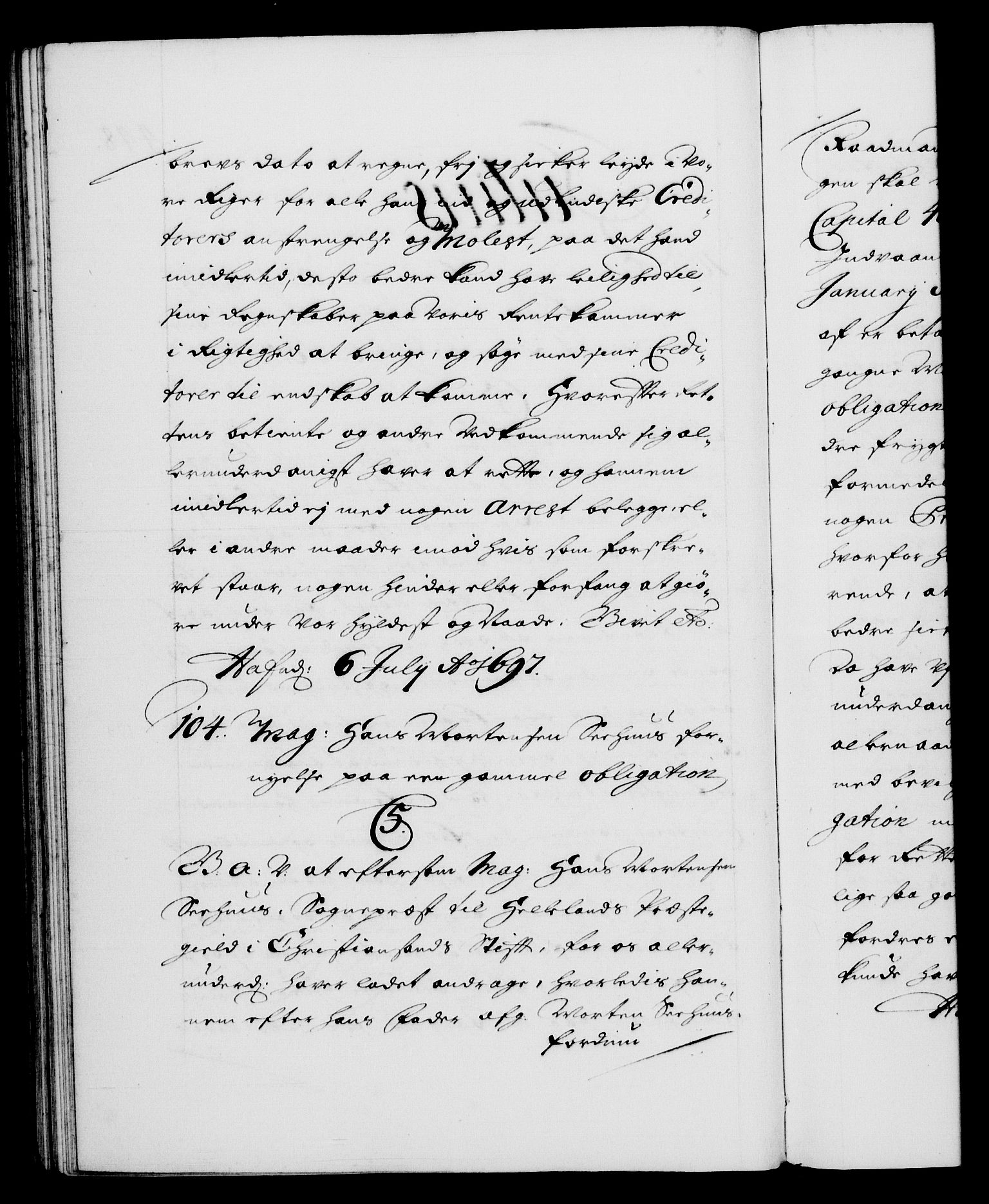 Danske Kanselli 1572-1799, RA/EA-3023/F/Fc/Fca/Fcaa/L0016: Norske registre (mikrofilm), 1692-1697, s. 448b