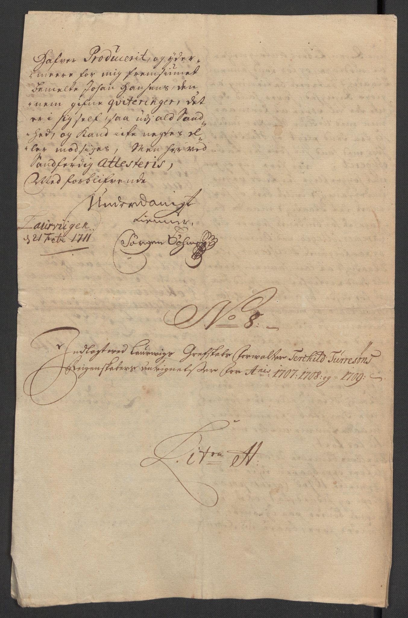 Rentekammeret inntil 1814, Reviderte regnskaper, Fogderegnskap, AV/RA-EA-4092/R33/L1981: Fogderegnskap Larvik grevskap, 1709-1710, s. 240