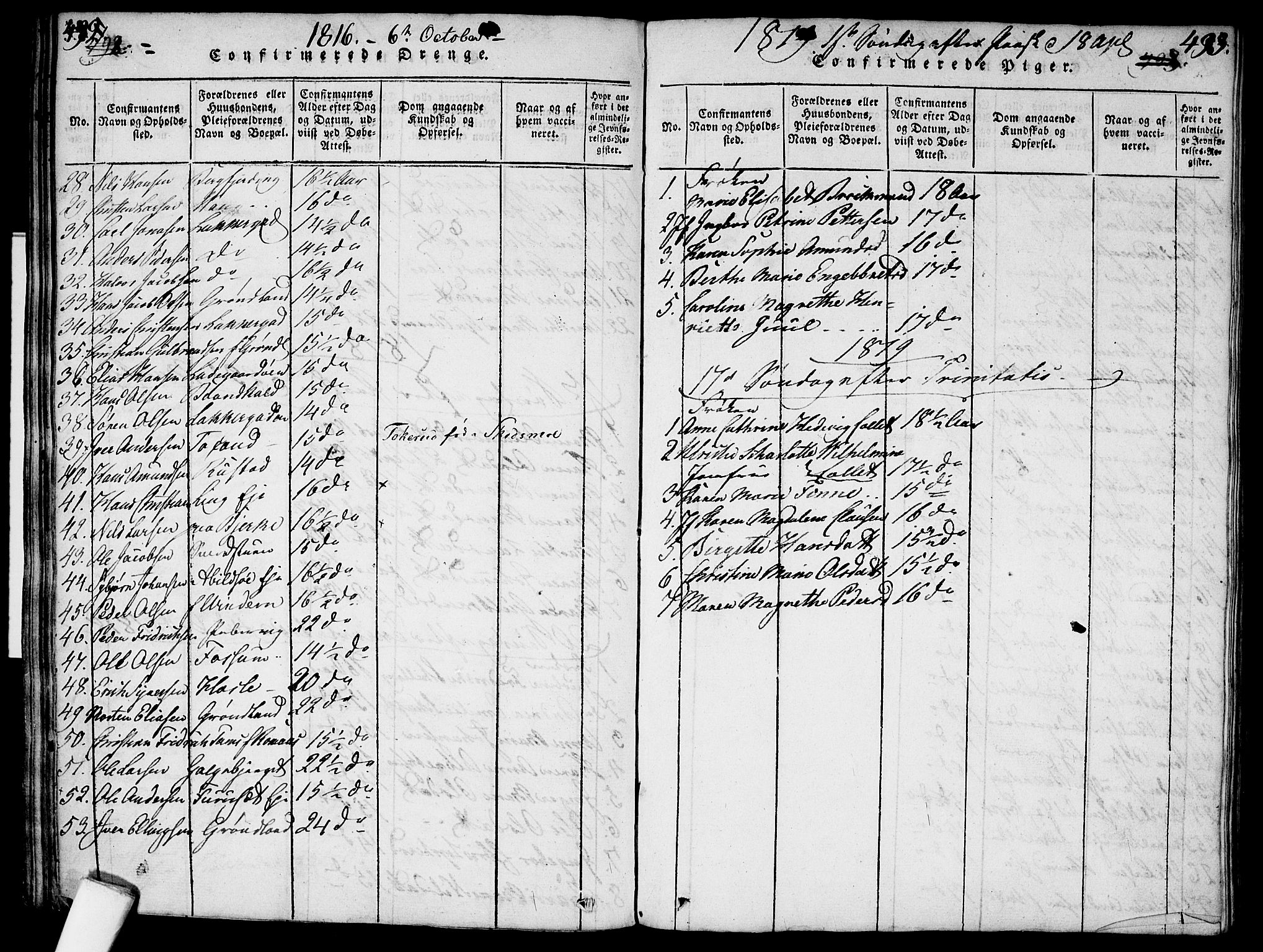 Garnisonsmenigheten Kirkebøker, AV/SAO-A-10846/G/Ga/L0003: Klokkerbok nr. 3, 1815-1819, s. 492-493