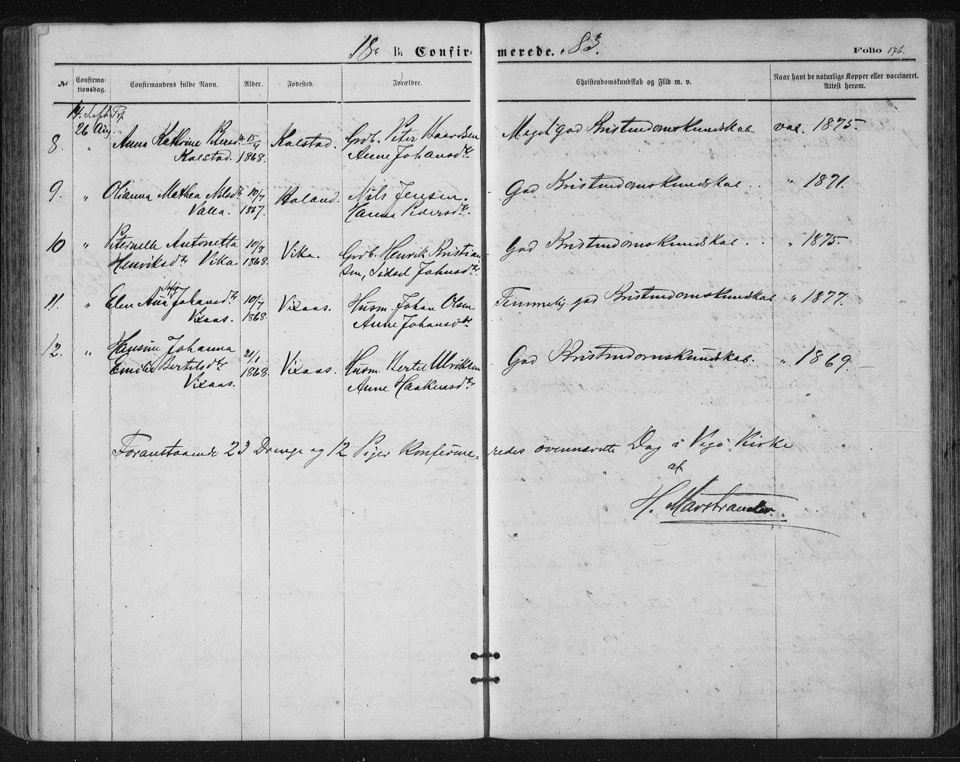Ministerialprotokoller, klokkerbøker og fødselsregistre - Nordland, AV/SAT-A-1459/816/L0241: Ministerialbok nr. 816A07, 1870-1885, s. 176
