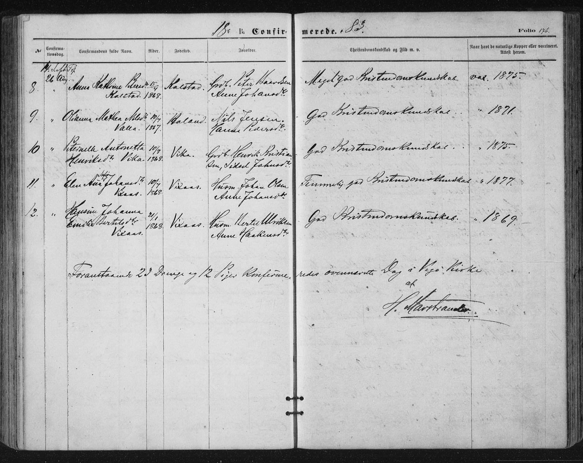 Ministerialprotokoller, klokkerbøker og fødselsregistre - Nordland, SAT/A-1459/816/L0241: Ministerialbok nr. 816A07, 1870-1885, s. 176