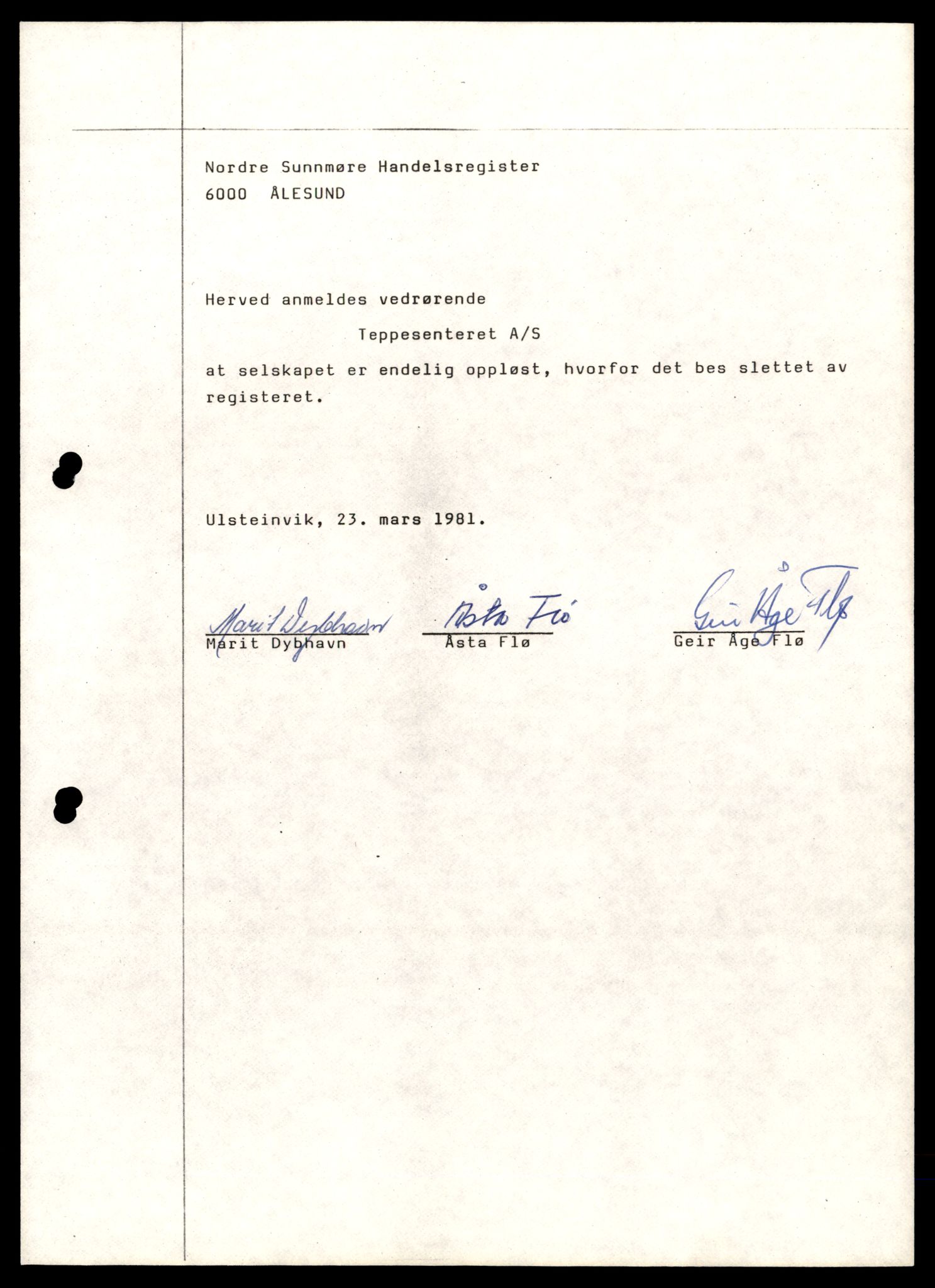Nordre Sunnmøre sorenskriveri, AV/SAT-A-0006/2/J/Jd/Jdb/L0026: Bilag. Aksjeselskap, T-U, 1944-1990, s. 15
