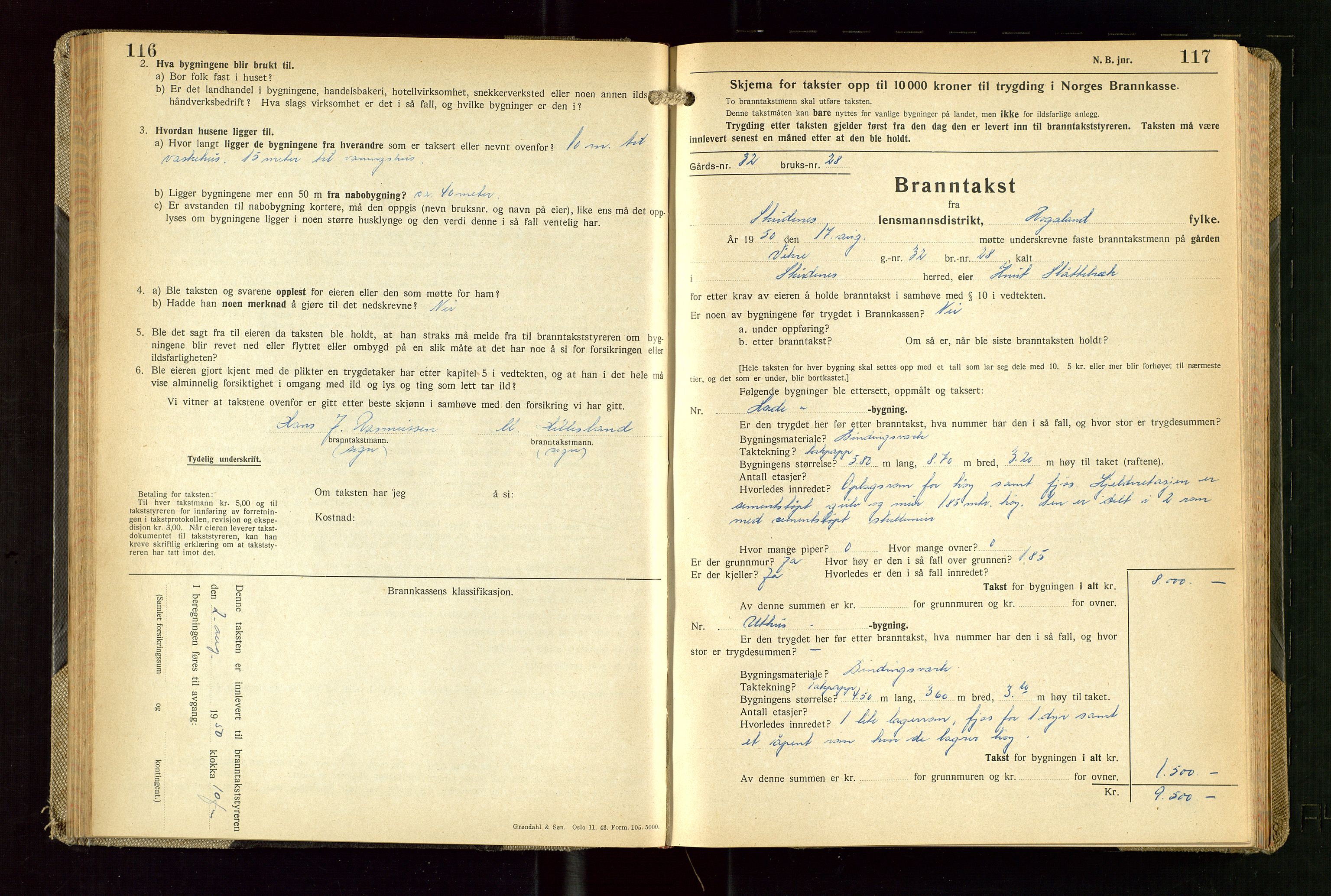 Skudenes lensmannskontor, AV/SAST-A-100444/Gob/L0003: "Brandtakstprotokoll", 1942-1954, s. 116-117