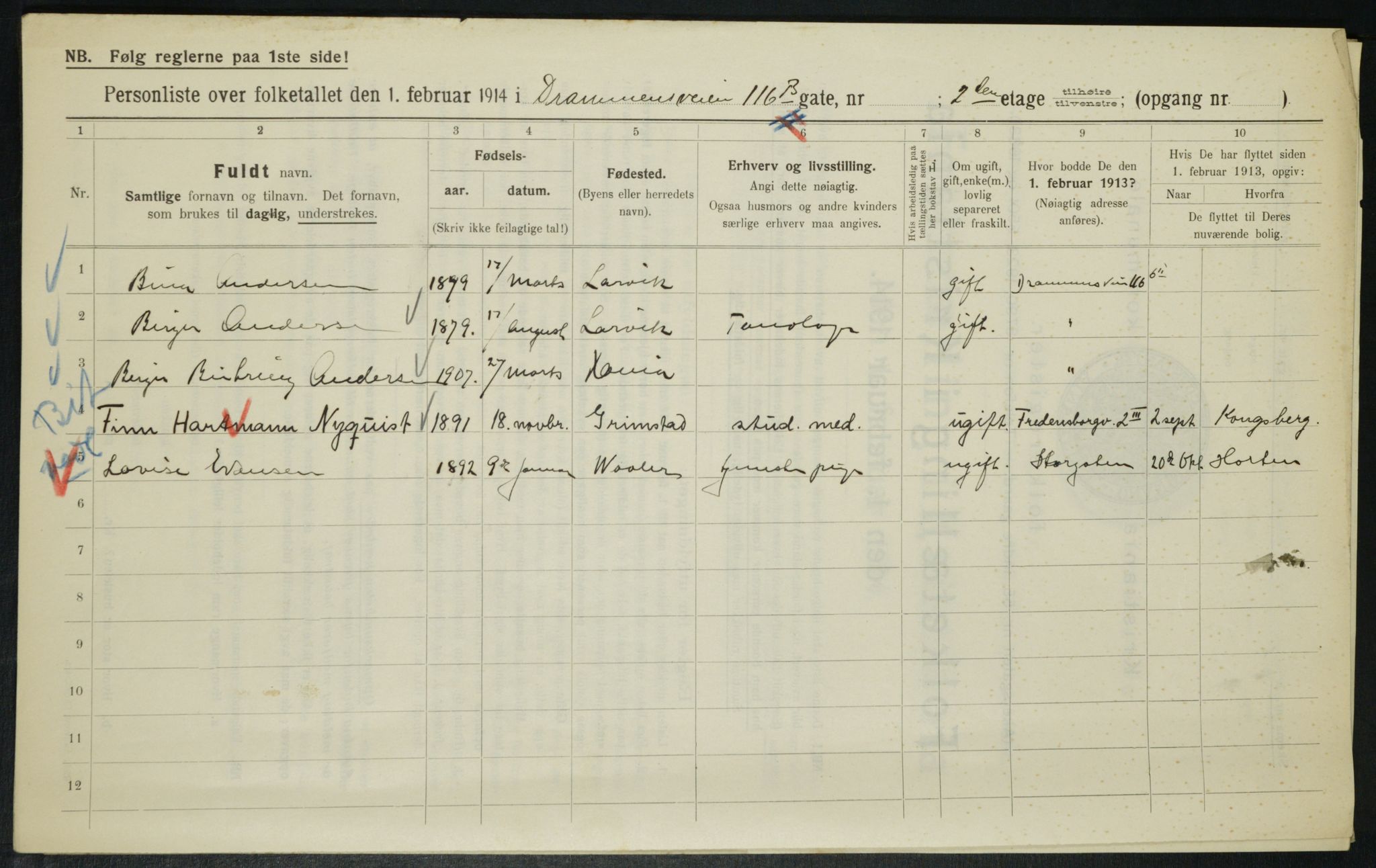 OBA, Kommunal folketelling 1.2.1914 for Kristiania, 1914, s. 17294