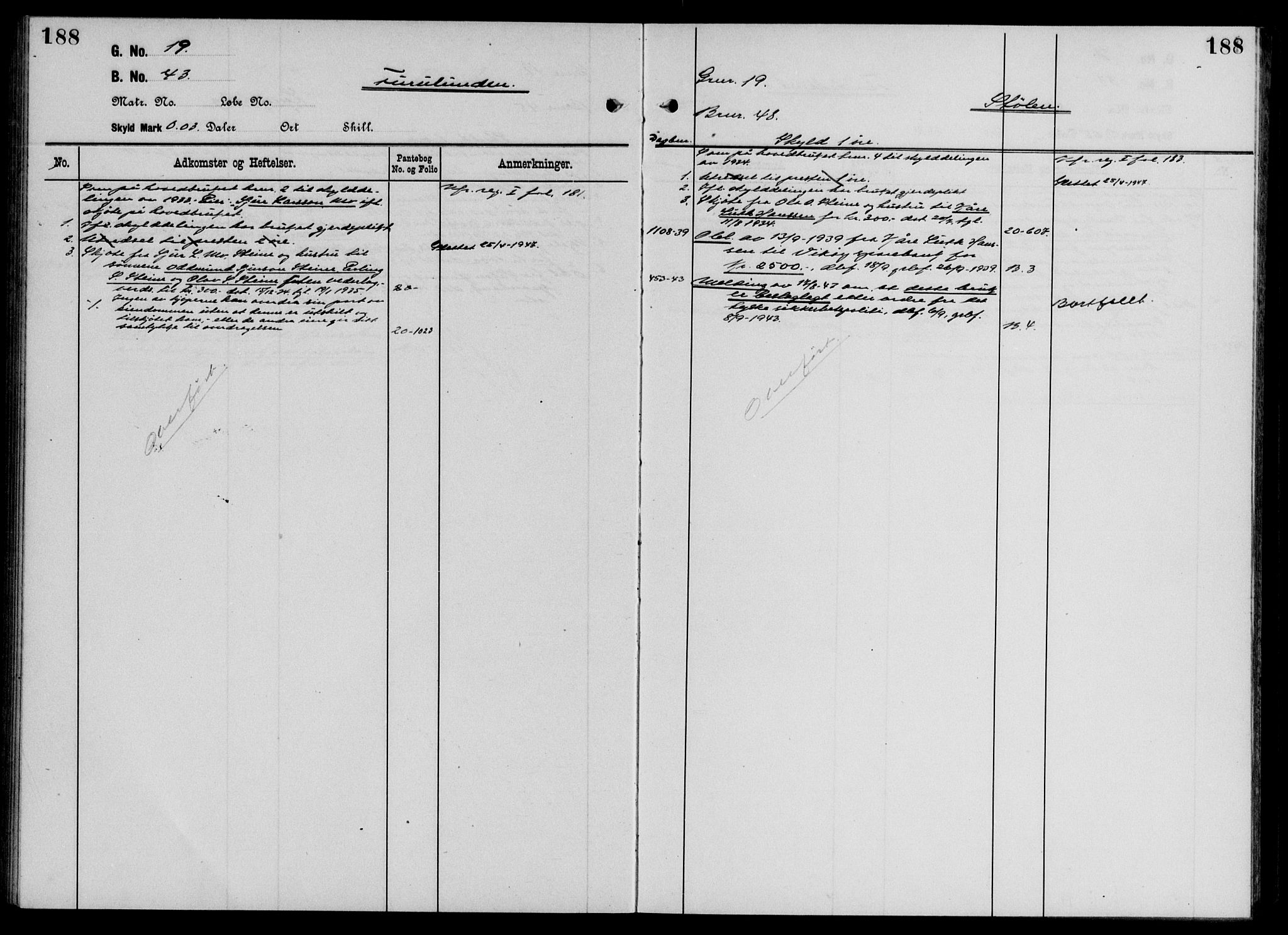 Hardanger og Voss sorenskriveri, AV/SAB-A-2501/2/2A/2Aa/L0025: Panteregister nr. II.A.a.25, s. 188