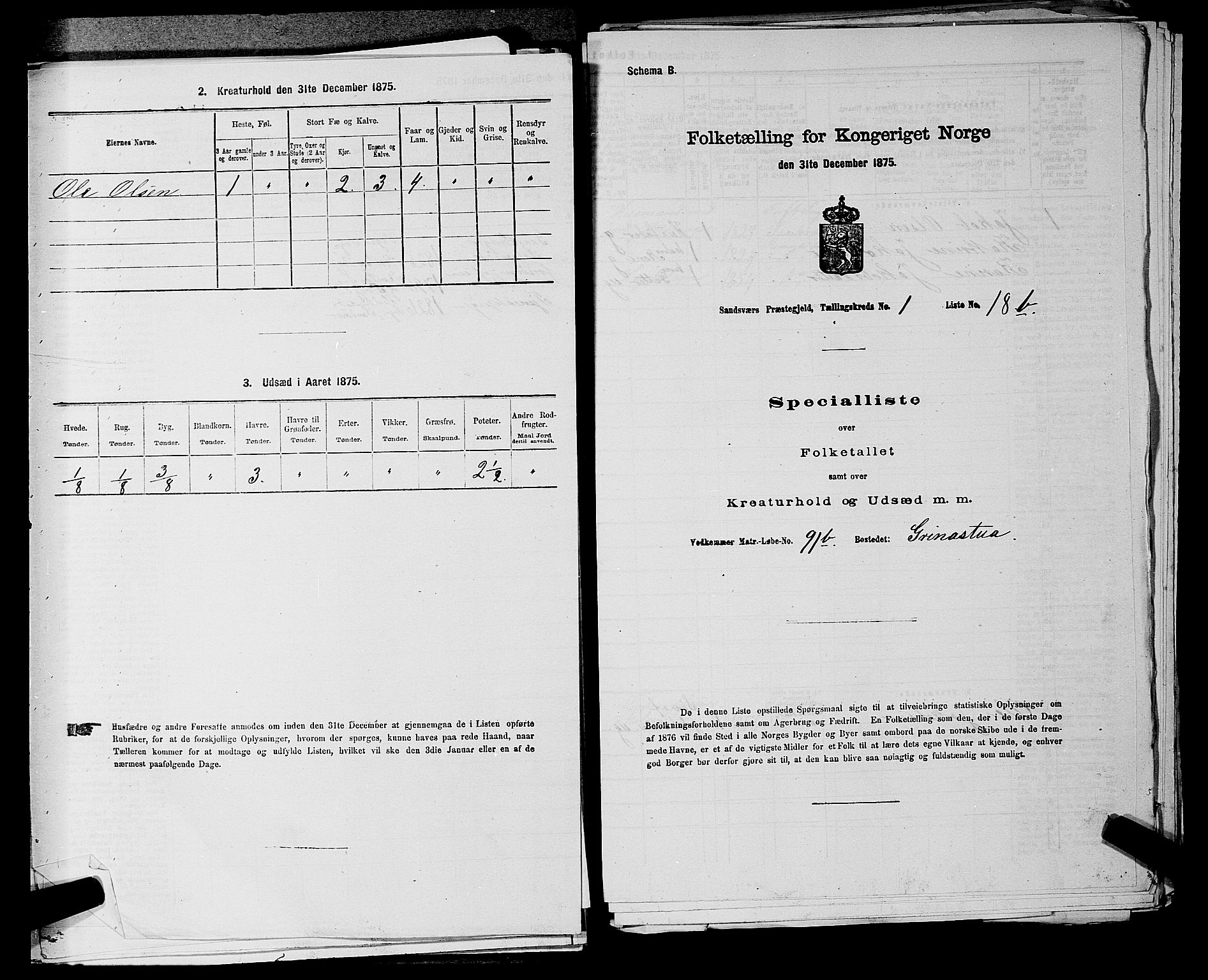 SAKO, Folketelling 1875 for 0629P Sandsvær prestegjeld, 1875, s. 336