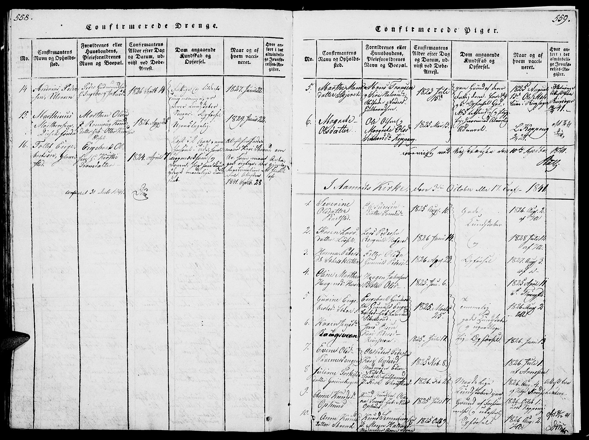 Åmot prestekontor, Hedmark, SAH/PREST-056/H/Ha/Hab/L0001: Klokkerbok nr. 1, 1815-1847, s. 558-559