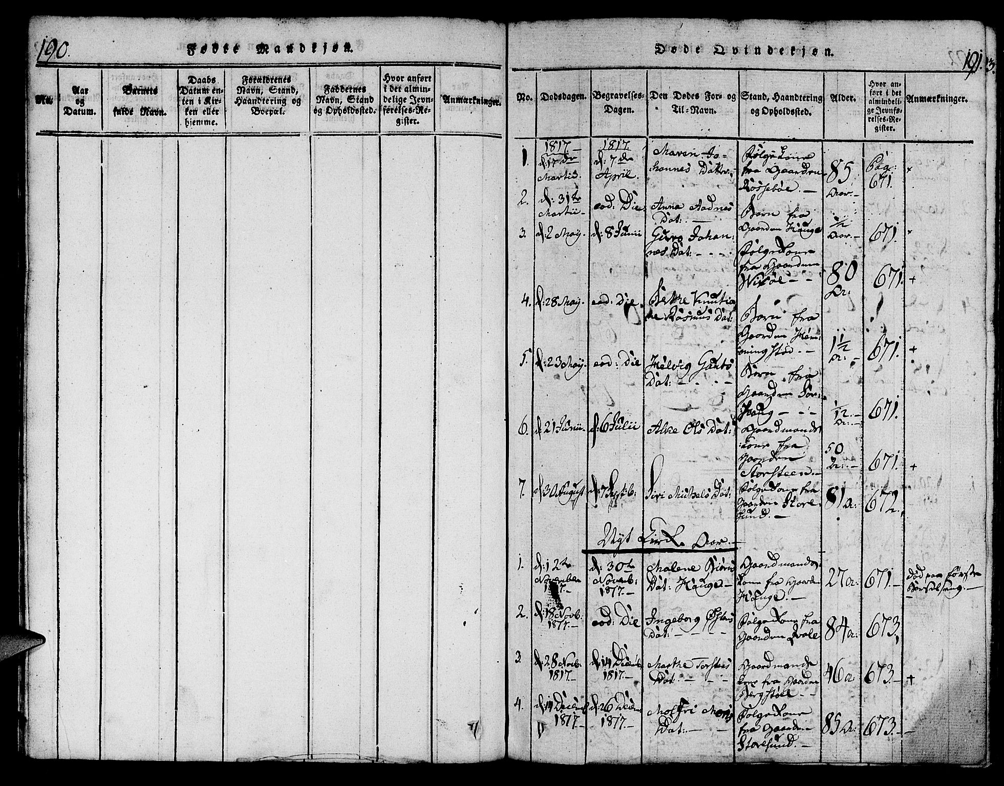 Torvastad sokneprestkontor, SAST/A -101857/H/Ha/Haa/L0004: Ministerialbok nr. A 4, 1817-1836, s. 190-191