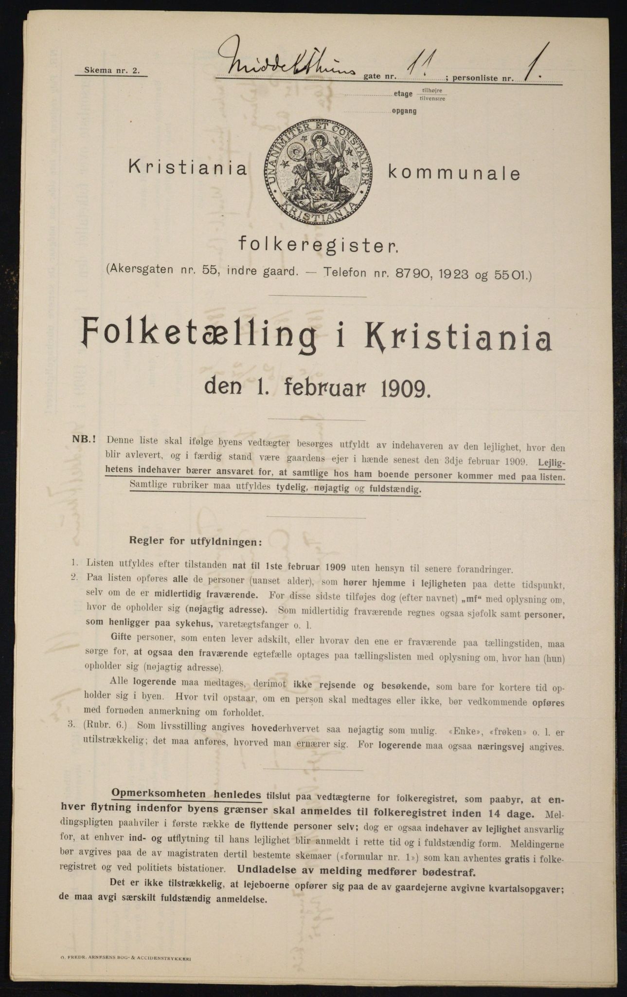 OBA, Kommunal folketelling 1.2.1909 for Kristiania kjøpstad, 1909, s. 68257