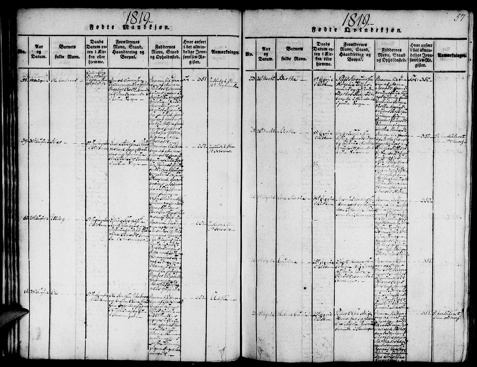 Domkirken sokneprestkontor, SAST/A-101812/001/30/30BA/L0008: Ministerialbok nr. A 8, 1816-1821, s. 57