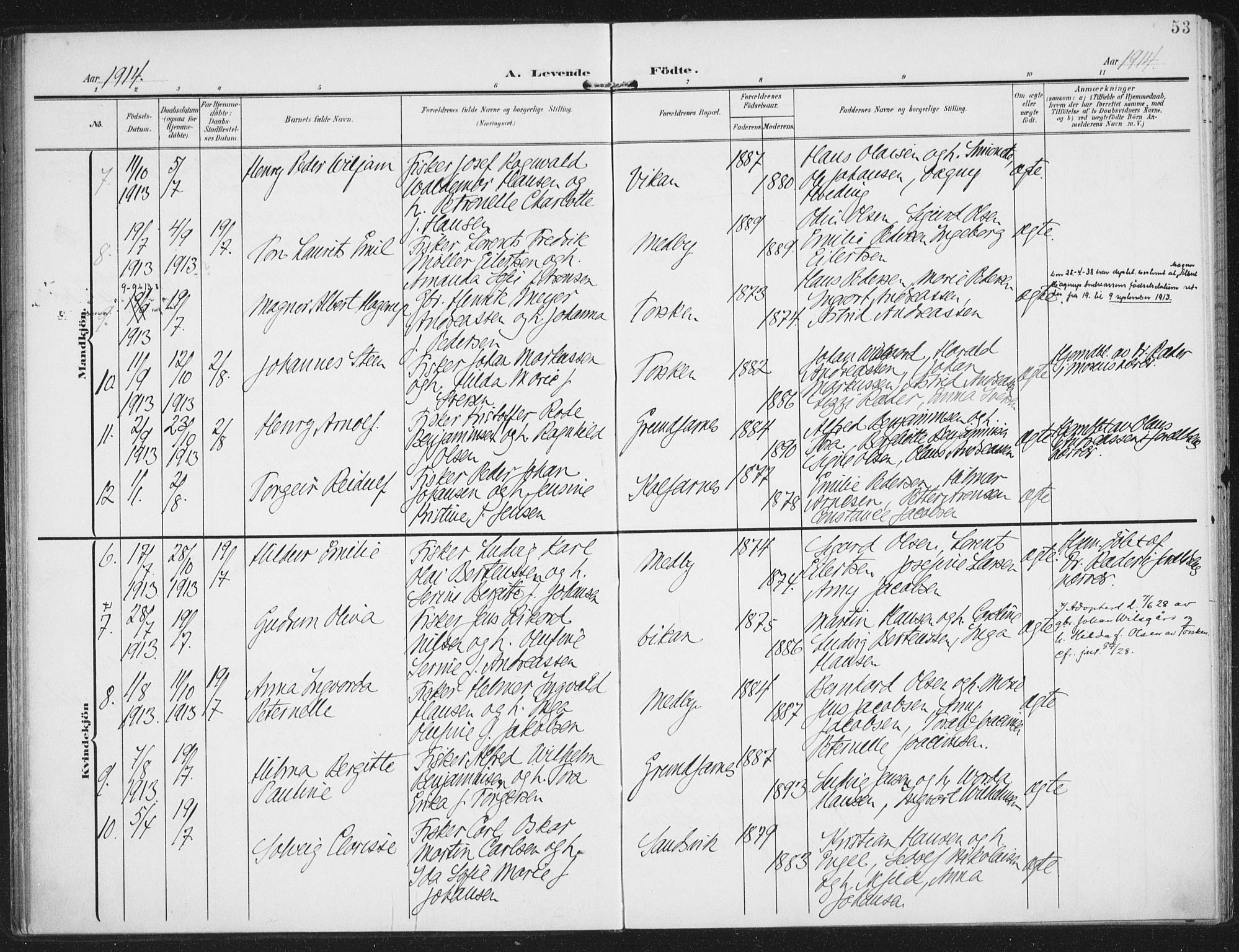 Berg sokneprestkontor, AV/SATØ-S-1318/G/Ga/Gaa/L0008kirke: Ministerialbok nr. 8, 1904-1916, s. 53
