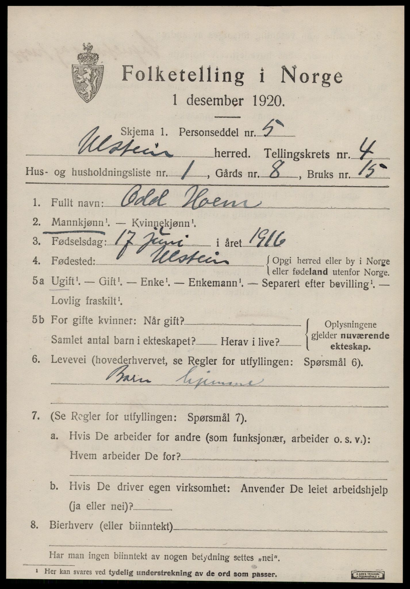 SAT, Folketelling 1920 for 1516 Ulstein herred, 1920, s. 2622