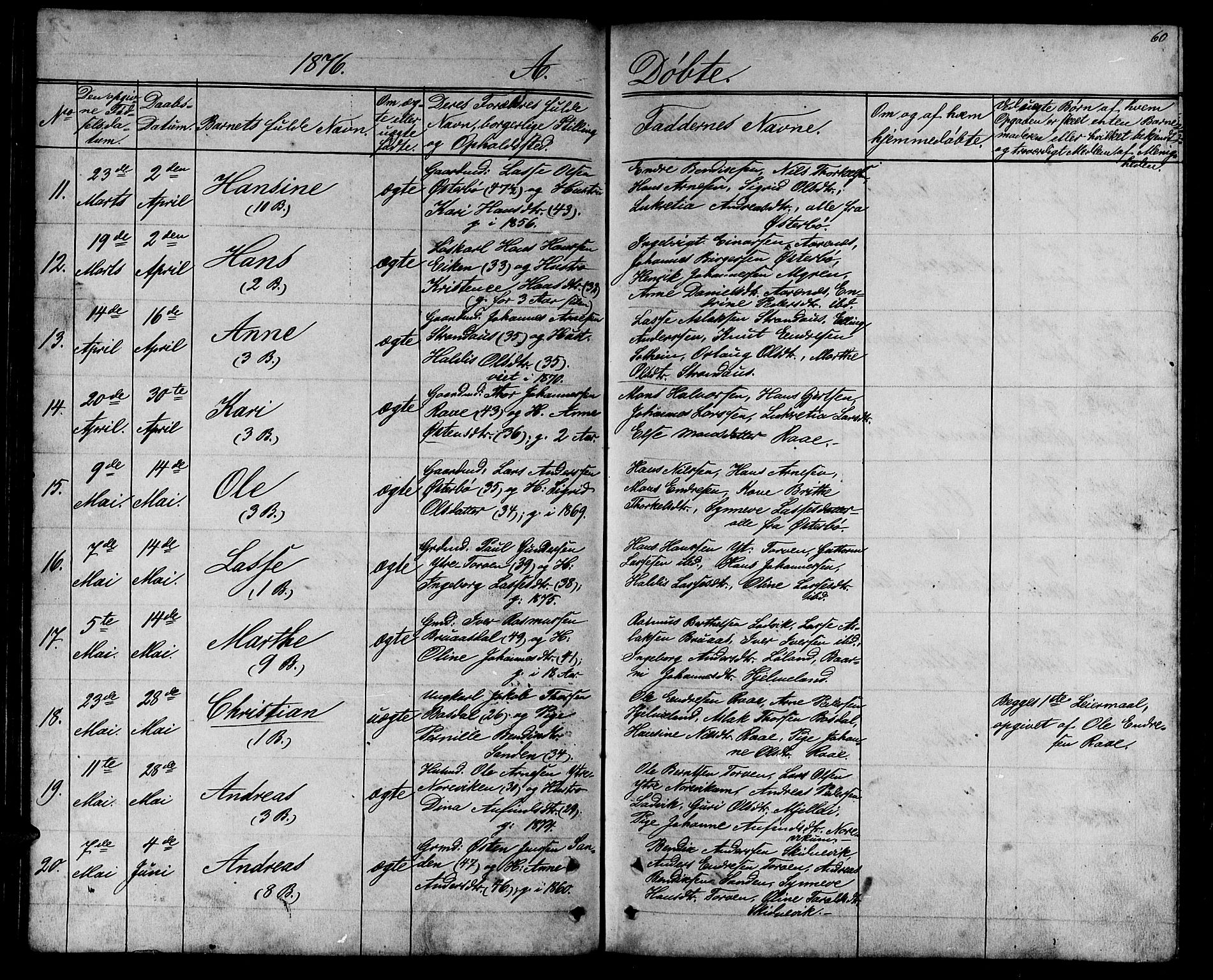 Lavik sokneprestembete, AV/SAB-A-80901: Klokkerbok nr. A 1, 1854-1881, s. 60
