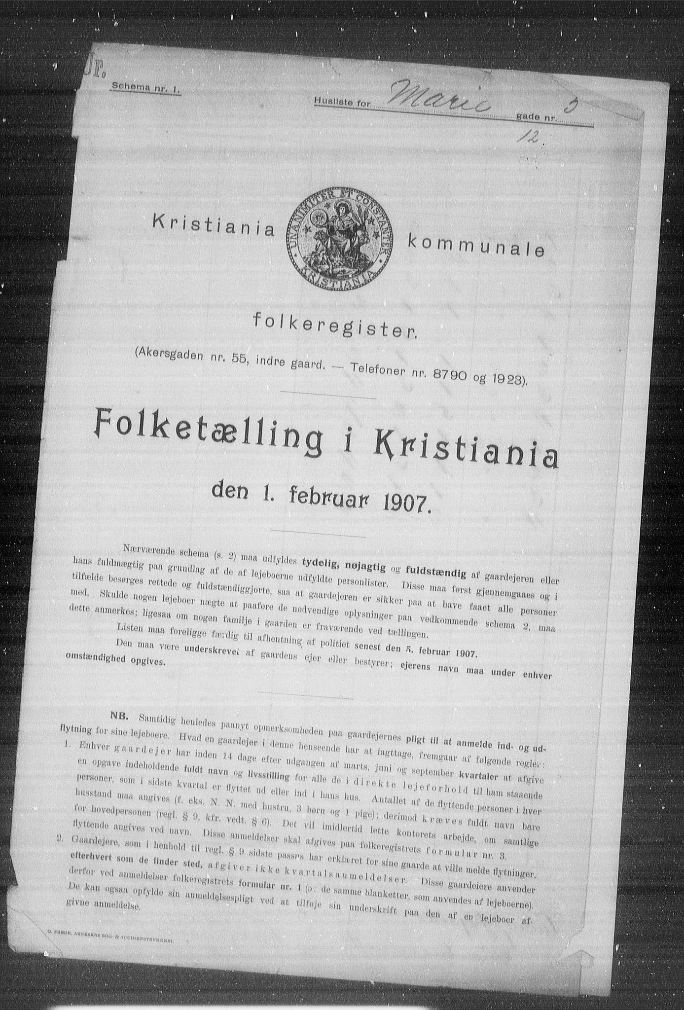 OBA, Kommunal folketelling 1.2.1907 for Kristiania kjøpstad, 1907, s. 32078