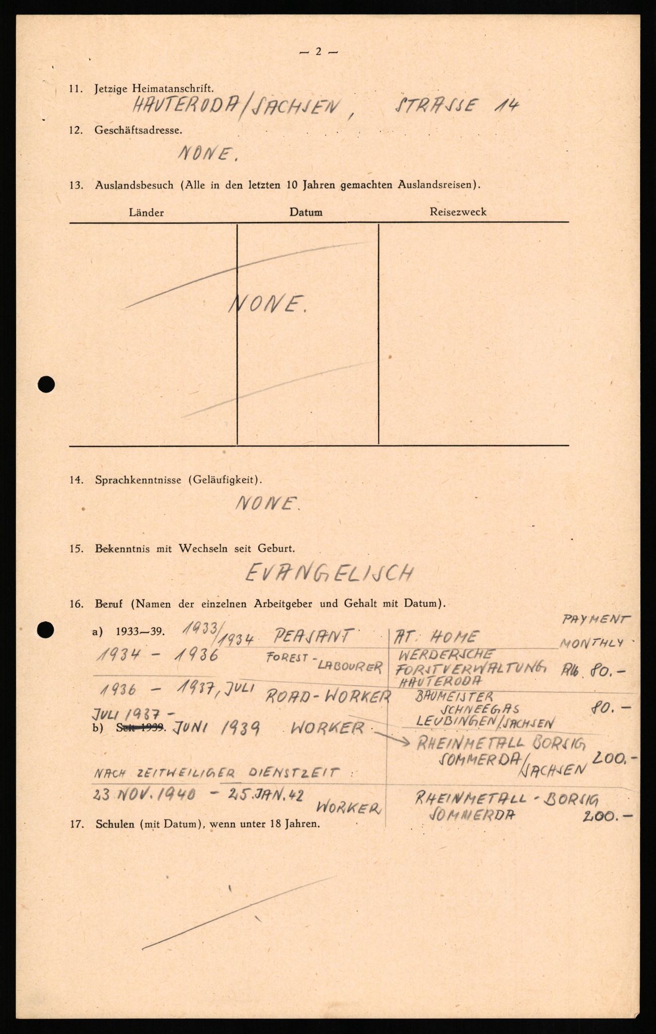 Forsvaret, Forsvarets overkommando II, AV/RA-RAFA-3915/D/Db/L0023: CI Questionaires. Tyske okkupasjonsstyrker i Norge. Tyskere., 1945-1946, s. 414