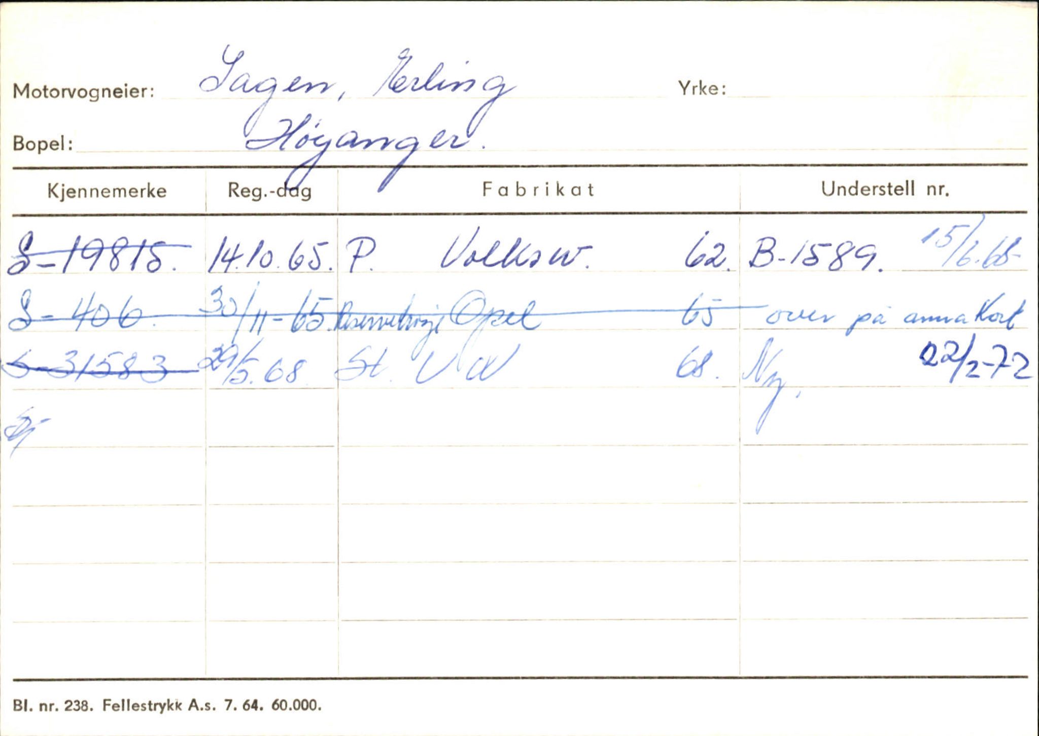 Statens vegvesen, Sogn og Fjordane vegkontor, SAB/A-5301/4/F/L0131: Eigarregister Høyanger P-Å. Stryn S-Å, 1945-1975, s. 138
