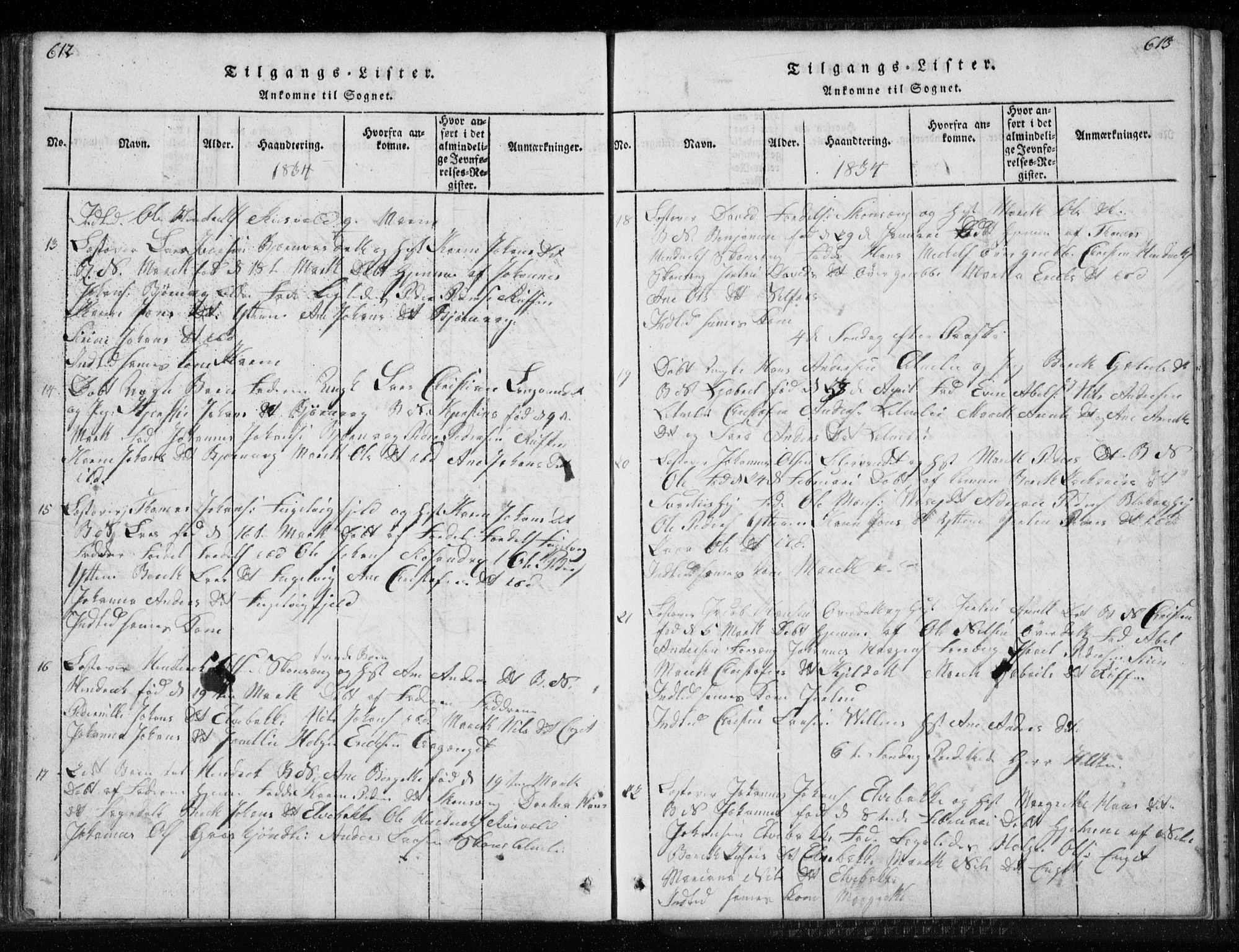 Ministerialprotokoller, klokkerbøker og fødselsregistre - Nordland, AV/SAT-A-1459/827/L0412: Klokkerbok nr. 827C01, 1820-1841, s. 612-613