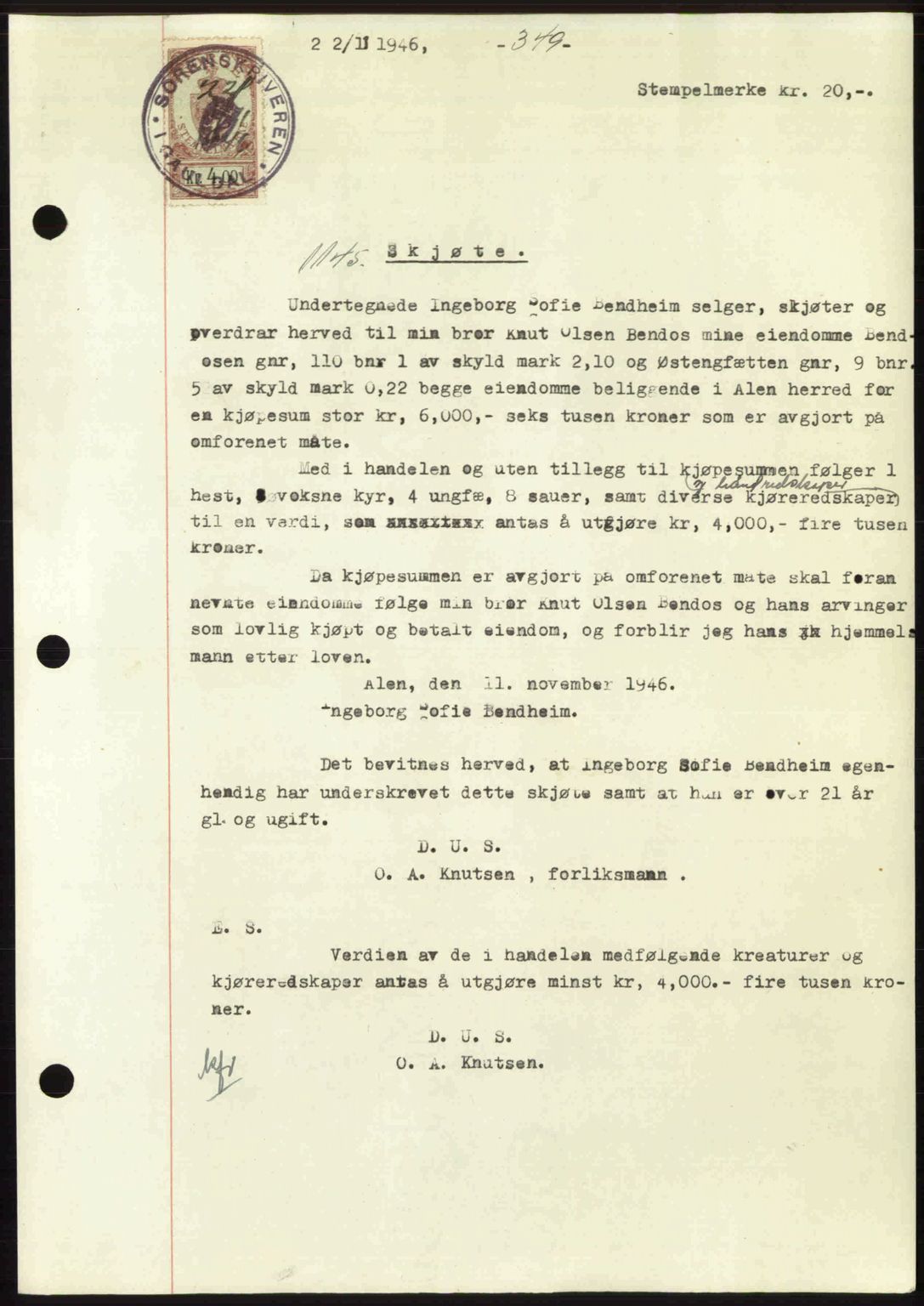 Gauldal sorenskriveri, SAT/A-0014/1/2/2C: Pantebok nr. A2, 1946-1946, Dagboknr: 1145/1946