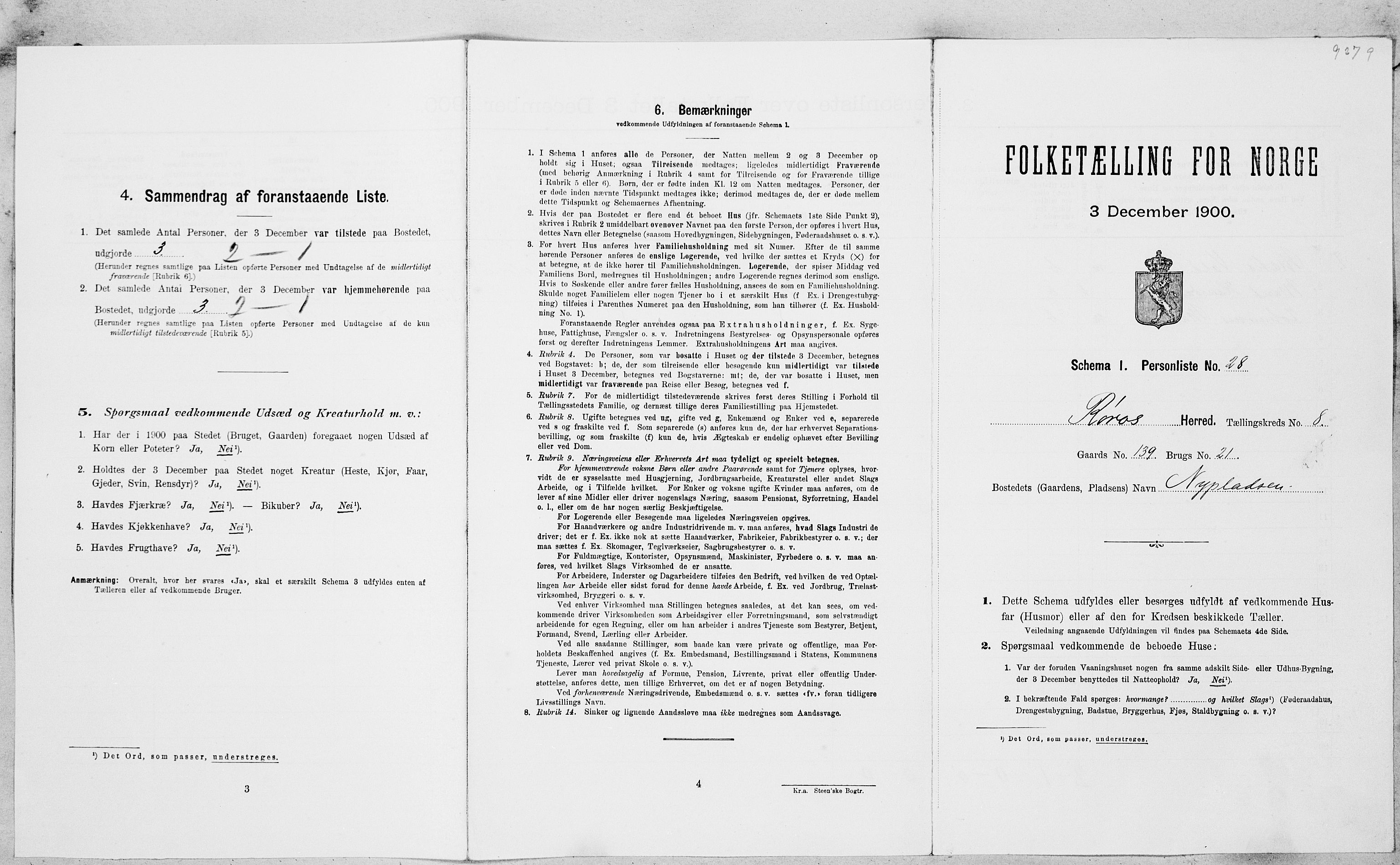 SAT, Folketelling 1900 for 1640 Røros herred, 1900, s. 952