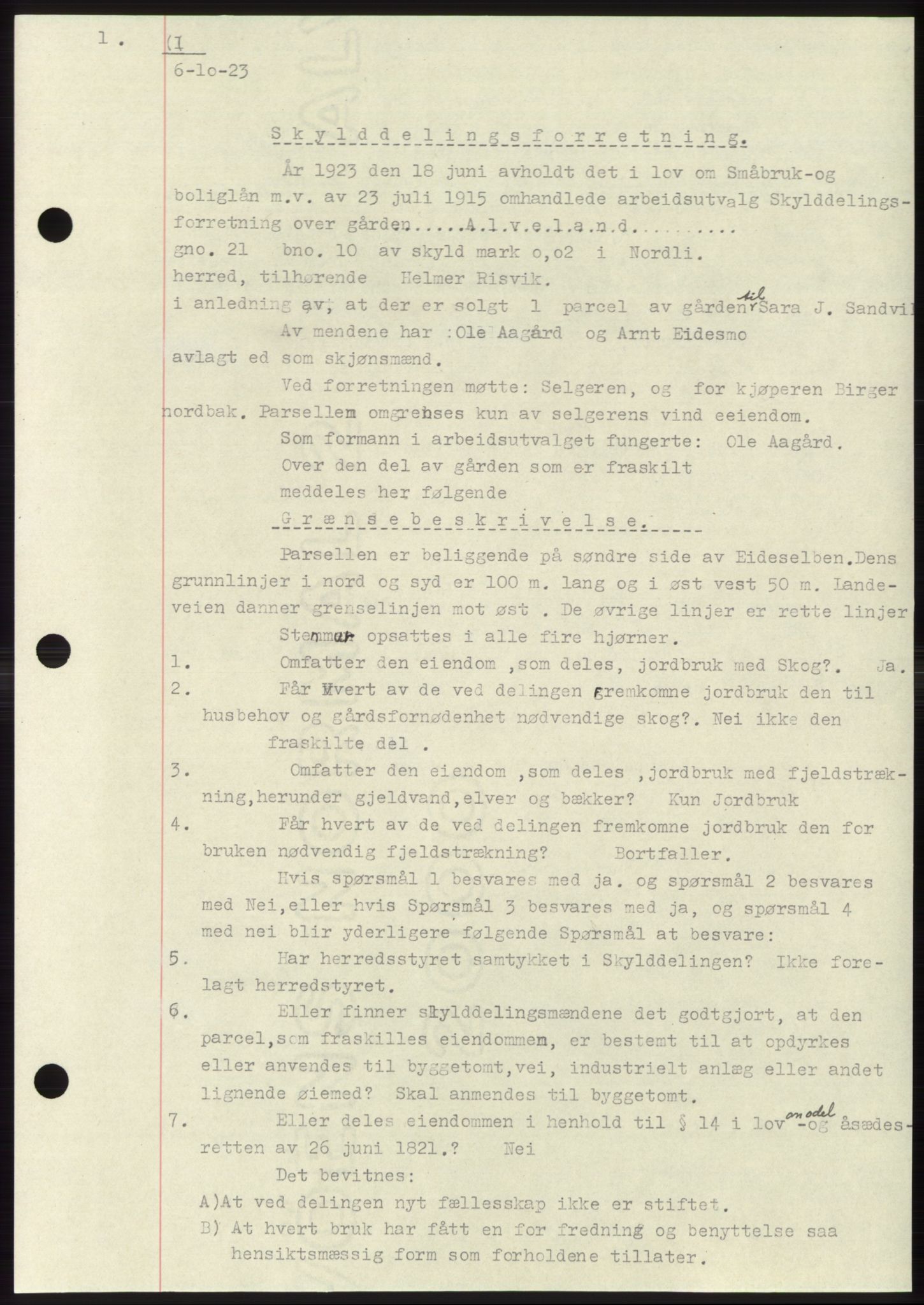 Namdal sorenskriveri, SAT/A-4133/1/2/2C: Pantebok nr. -, 1922-1925, Tingl.dato: 06.10.1923