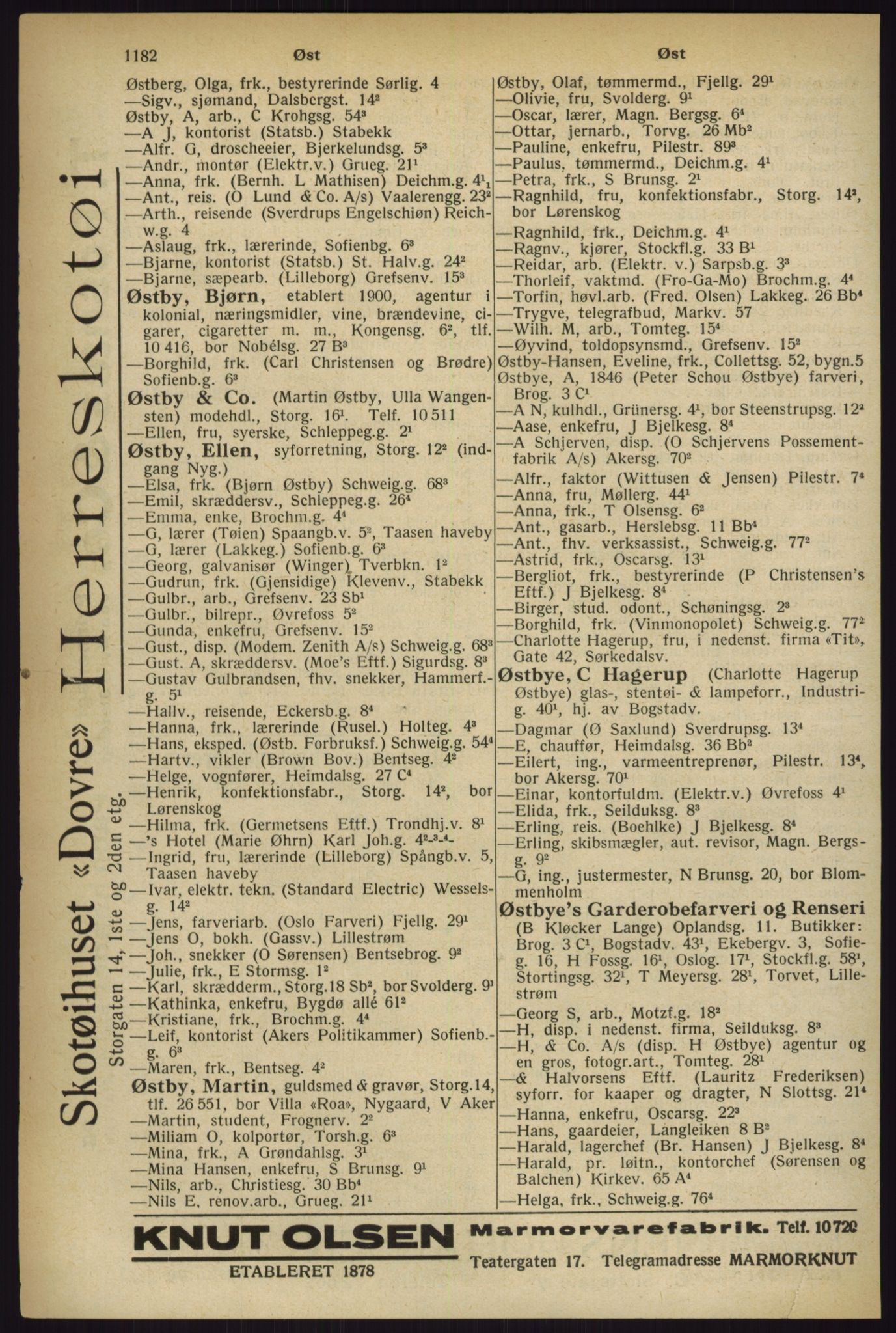 Kristiania/Oslo adressebok, PUBL/-, 1927, s. 1182