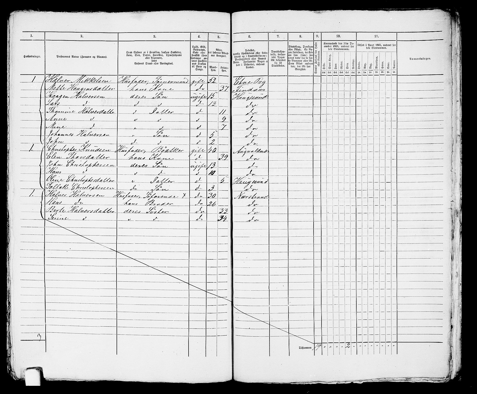 RA, Folketelling 1865 for 1106B Torvastad prestegjeld, Haugesund ladested, 1865, s. 538