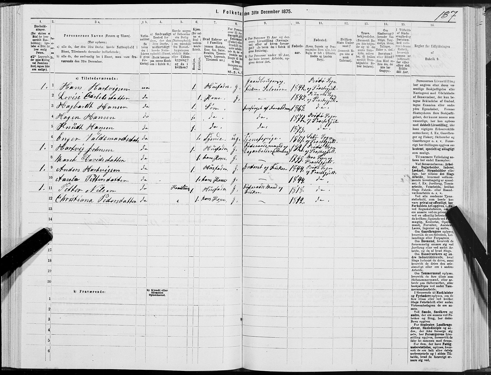 SAT, Folketelling 1875 for 1836P Rødøy prestegjeld, 1875, s. 2137