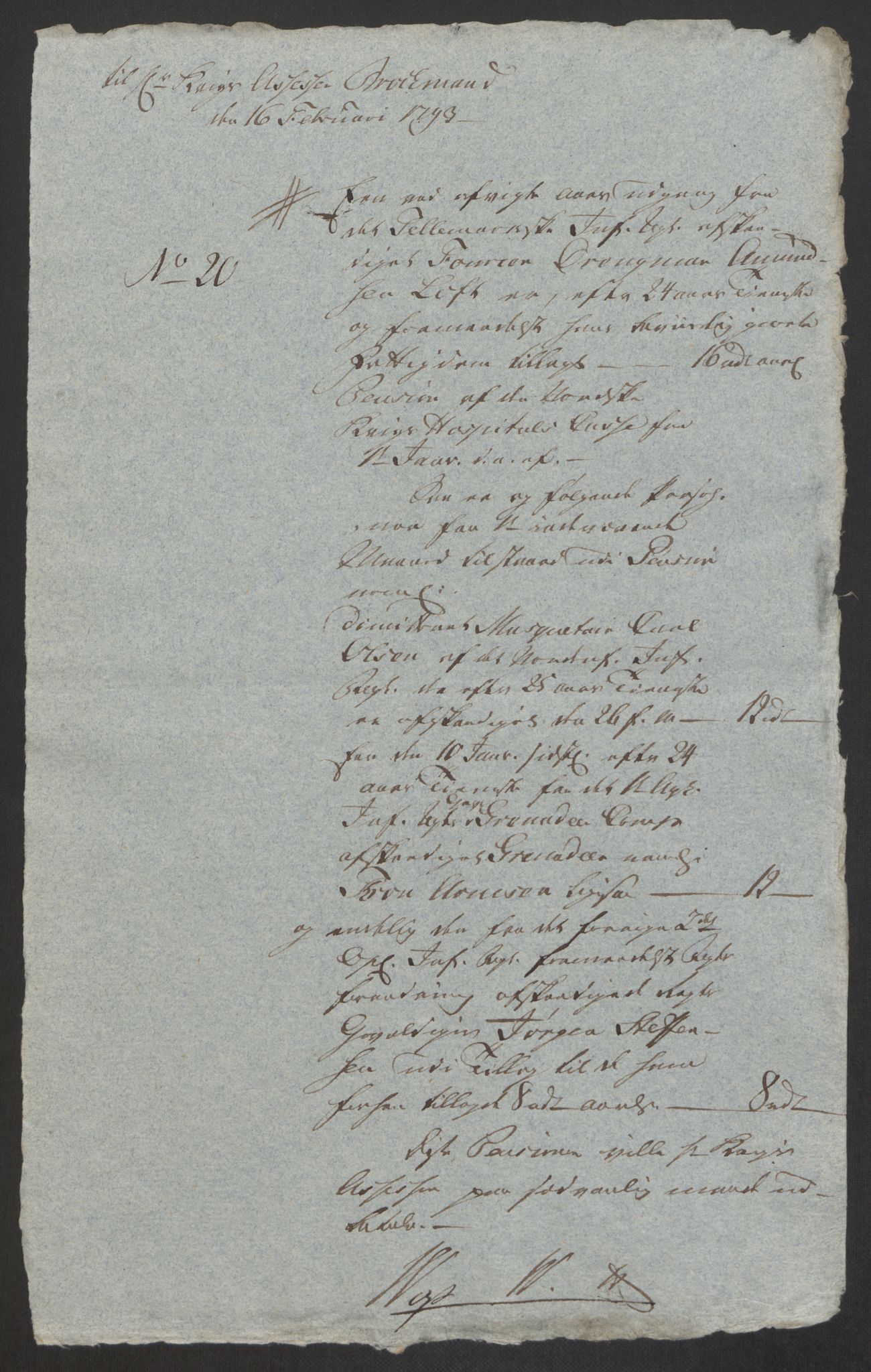 Forsvaret, Den norske kvesthuskasse/krigshospitalkasse, AV/RA-RAFA-1887/F/Fa/L0008: Konsepter, 1790-1793, s. 1040