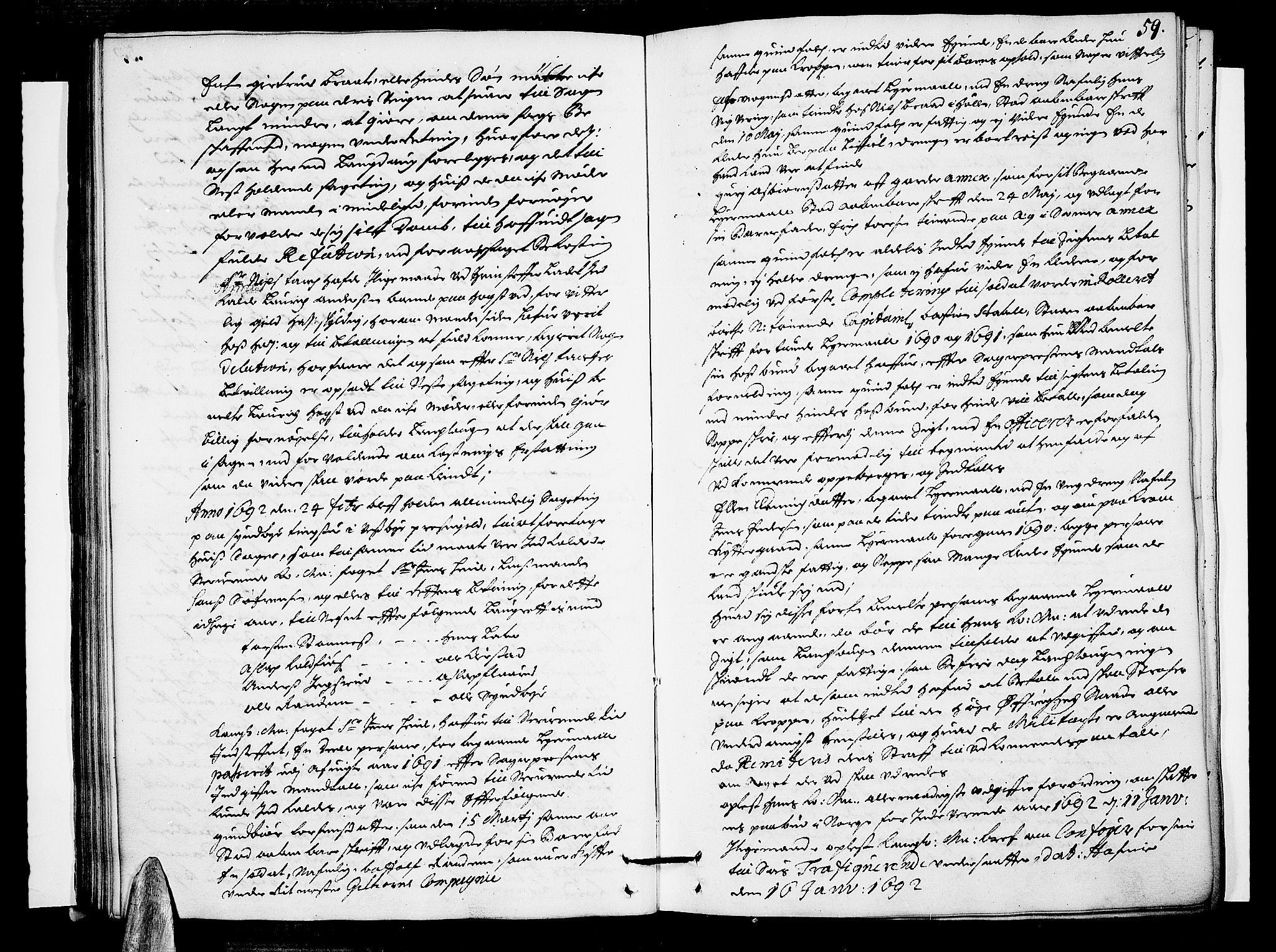 Follo sorenskriveri, AV/SAO-A-10274/F/Fb/Fba/L0025: Tingbok, 1691-1693, s. 58b-59a