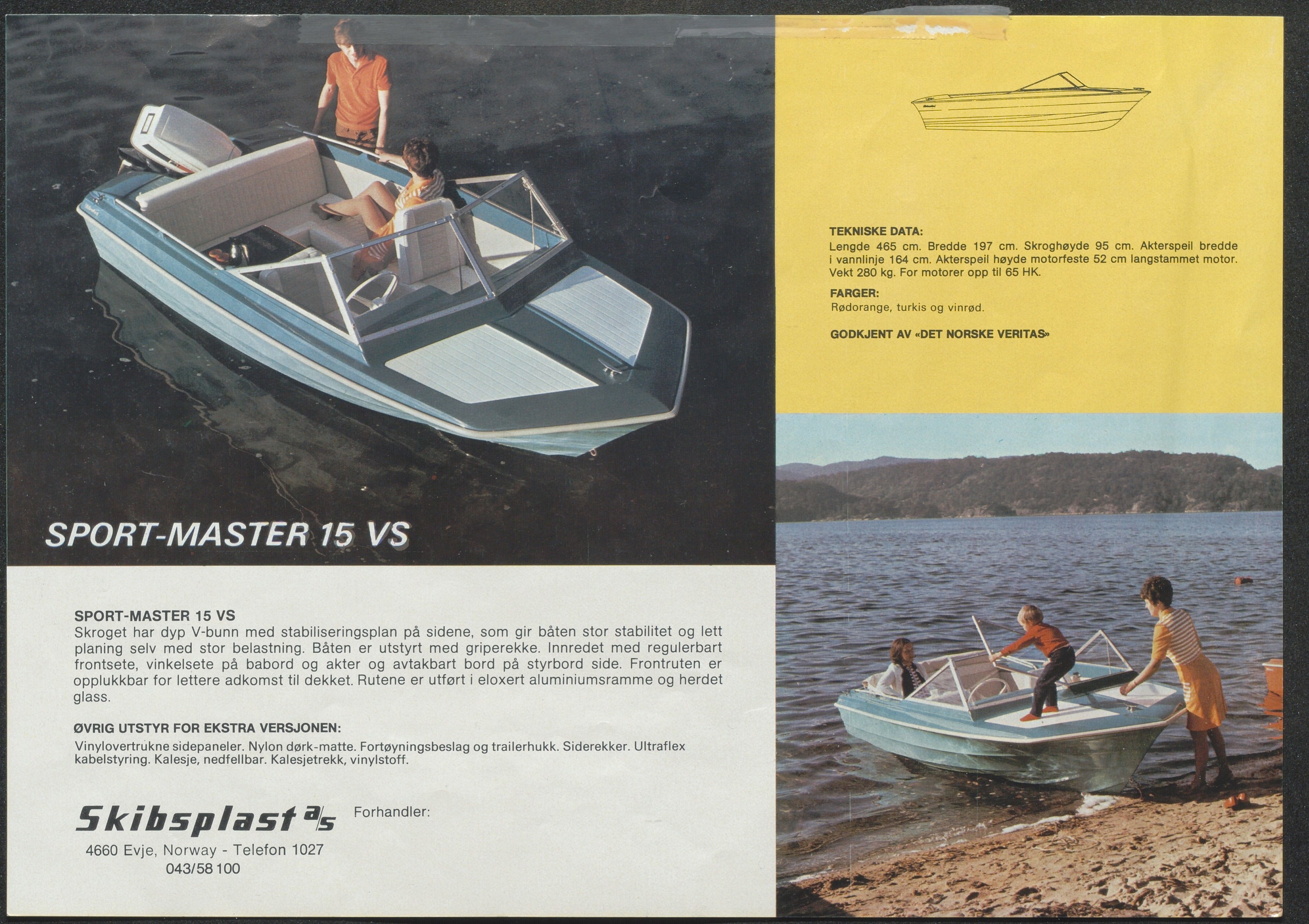 Skibsplast, AAKS/PA-2968/01/X/X01/L0002/0004: Brosjyrer / Sport-master 15' VS (1971-1987), 1971-1987