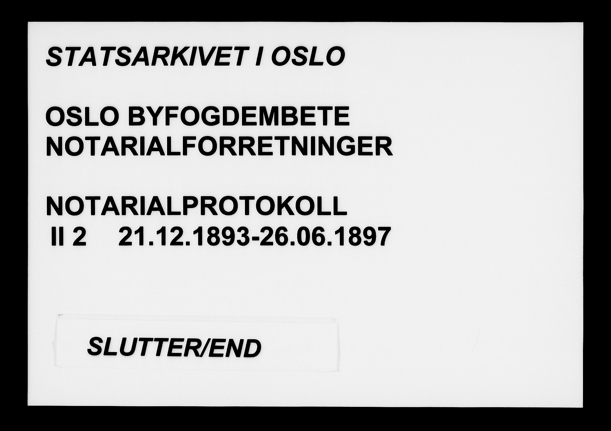 Oslo byfogd avd. I, SAO/A-10220/L/Lb/Lbb/L0002: Notarialprotokoll, rekke II: Vigsler, 1893-1897
