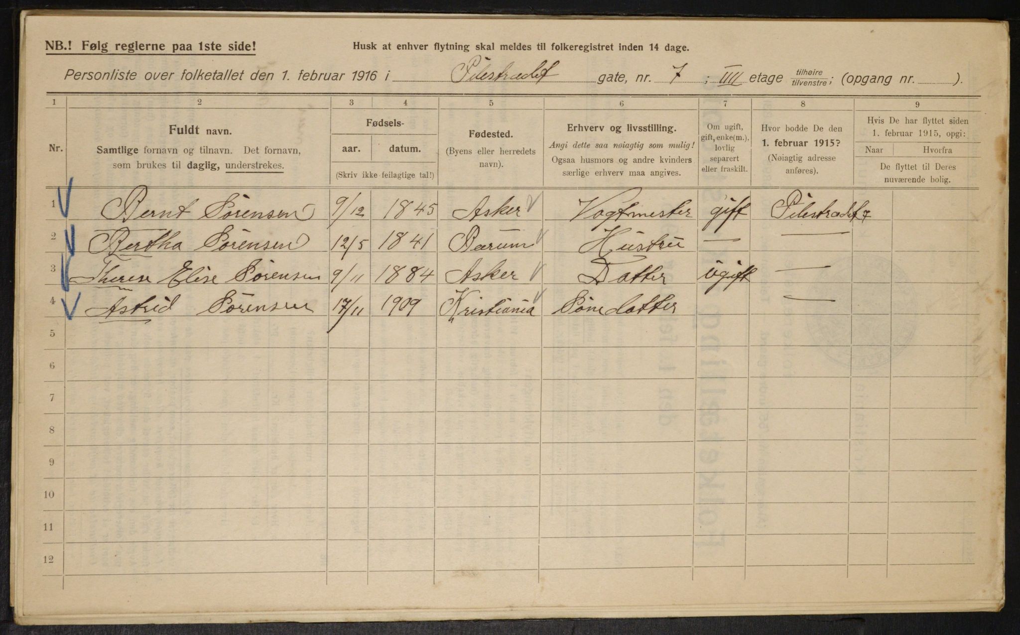 OBA, Kommunal folketelling 1.2.1916 for Kristiania, 1916, s. 80760