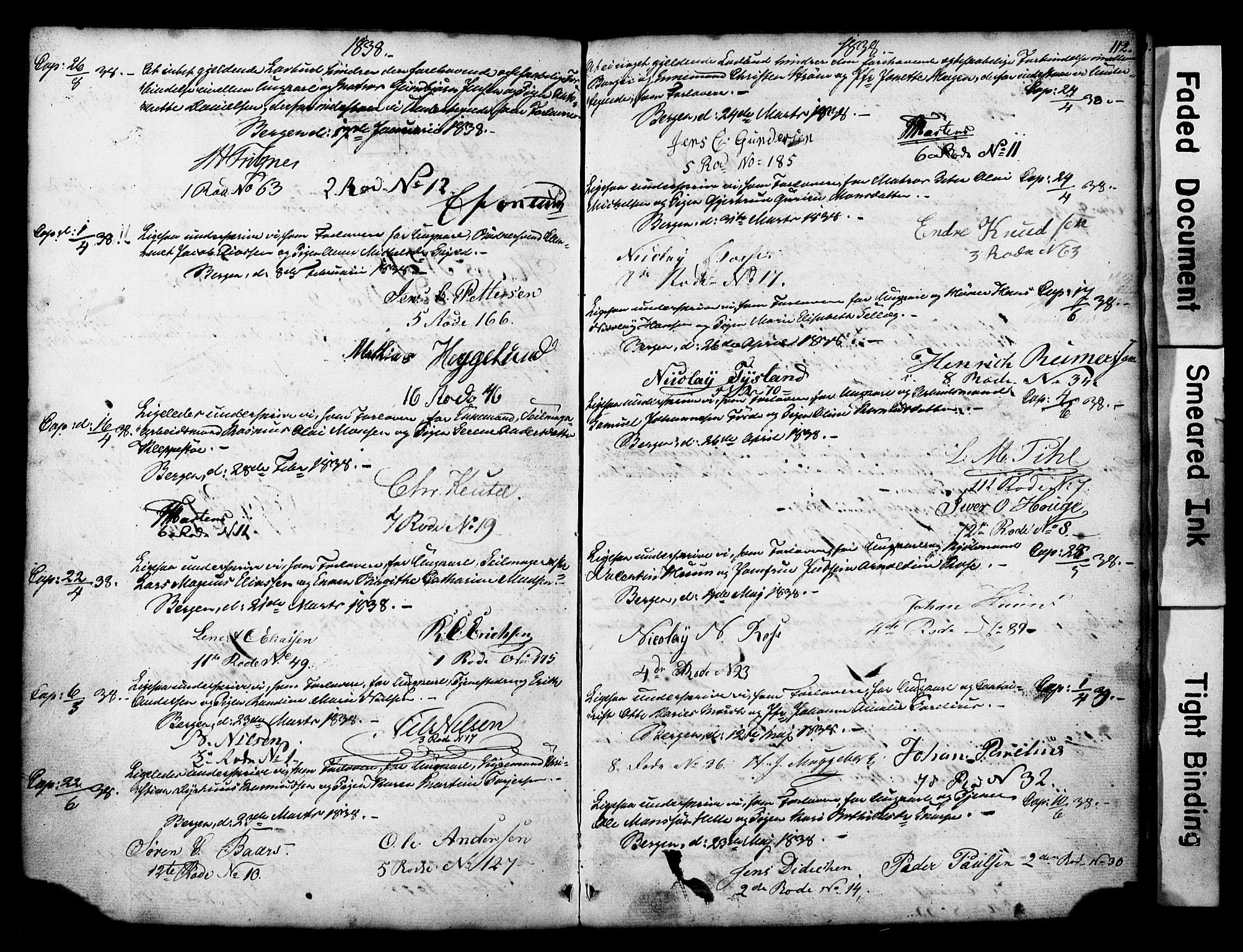 Nykirken Sokneprestembete, SAB/A-77101: Forlovererklæringer nr. II.5.1, 1814-1846, s. 112