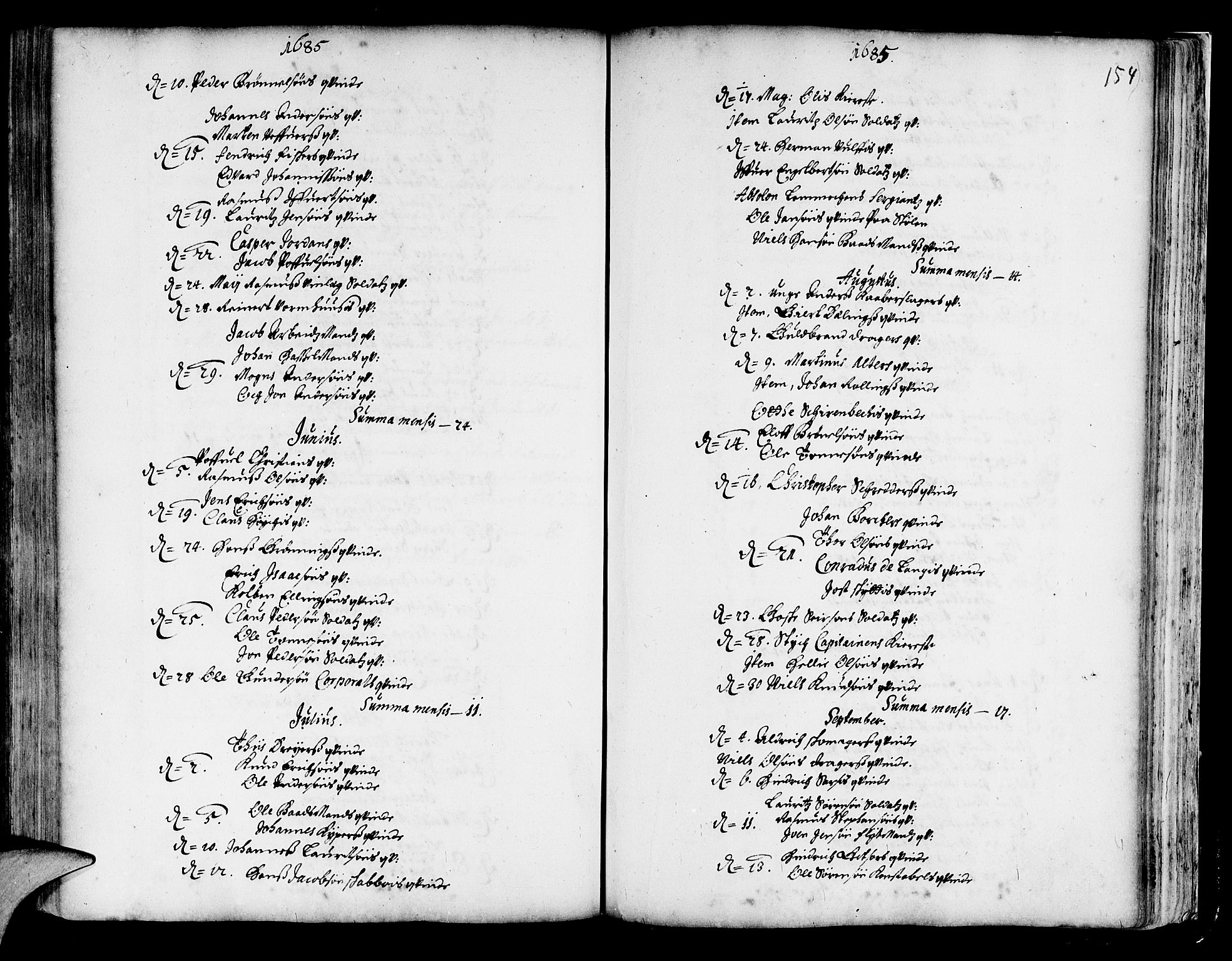 Korskirken sokneprestembete, SAB/A-76101/H/Haa/L0001: Ministerialbok nr. A 1, 1674-1688, s. 154