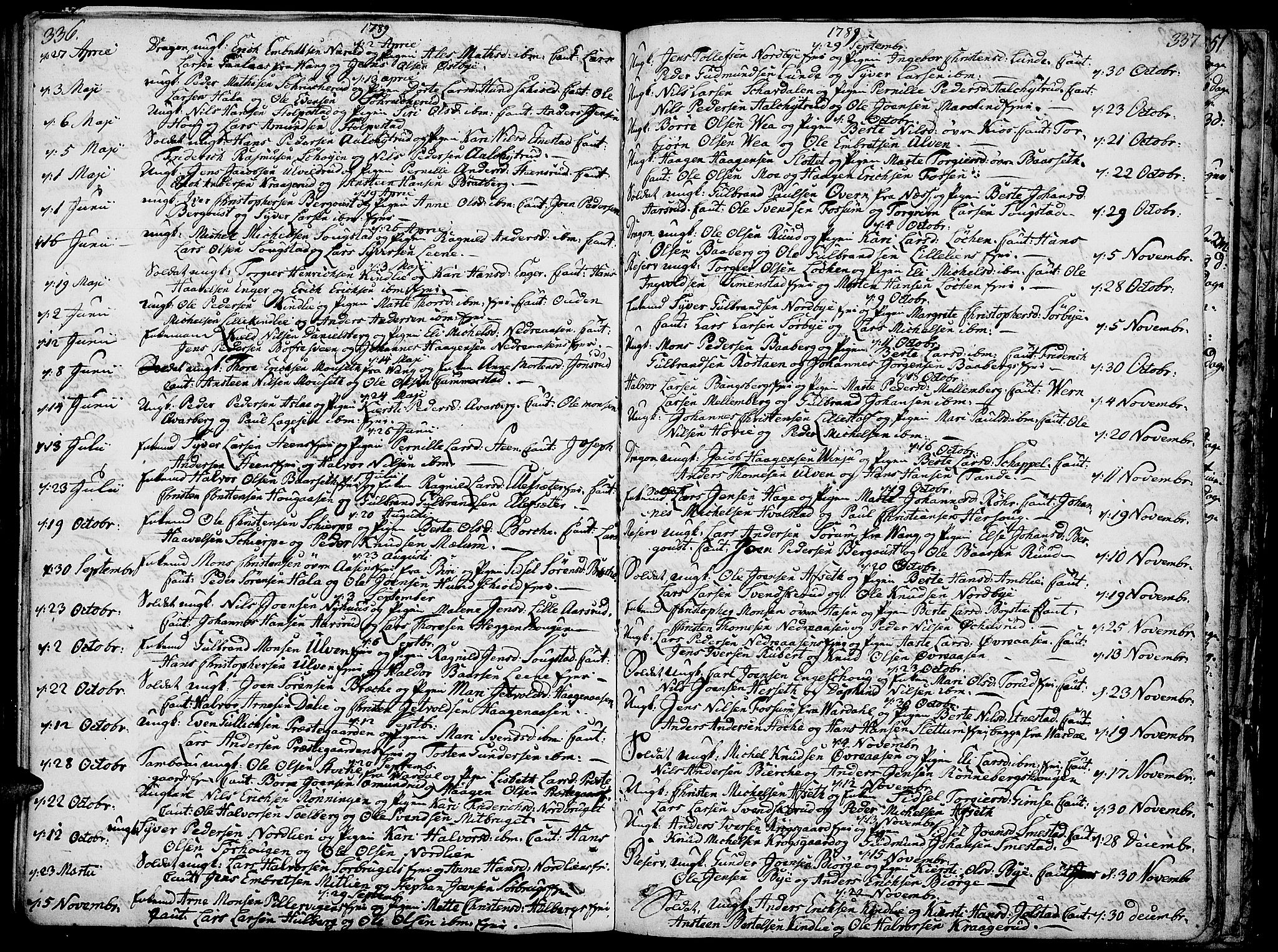 Ringsaker prestekontor, AV/SAH-PREST-014/K/Ka/L0003: Ministerialbok nr. 3, 1775-1798, s. 336-337