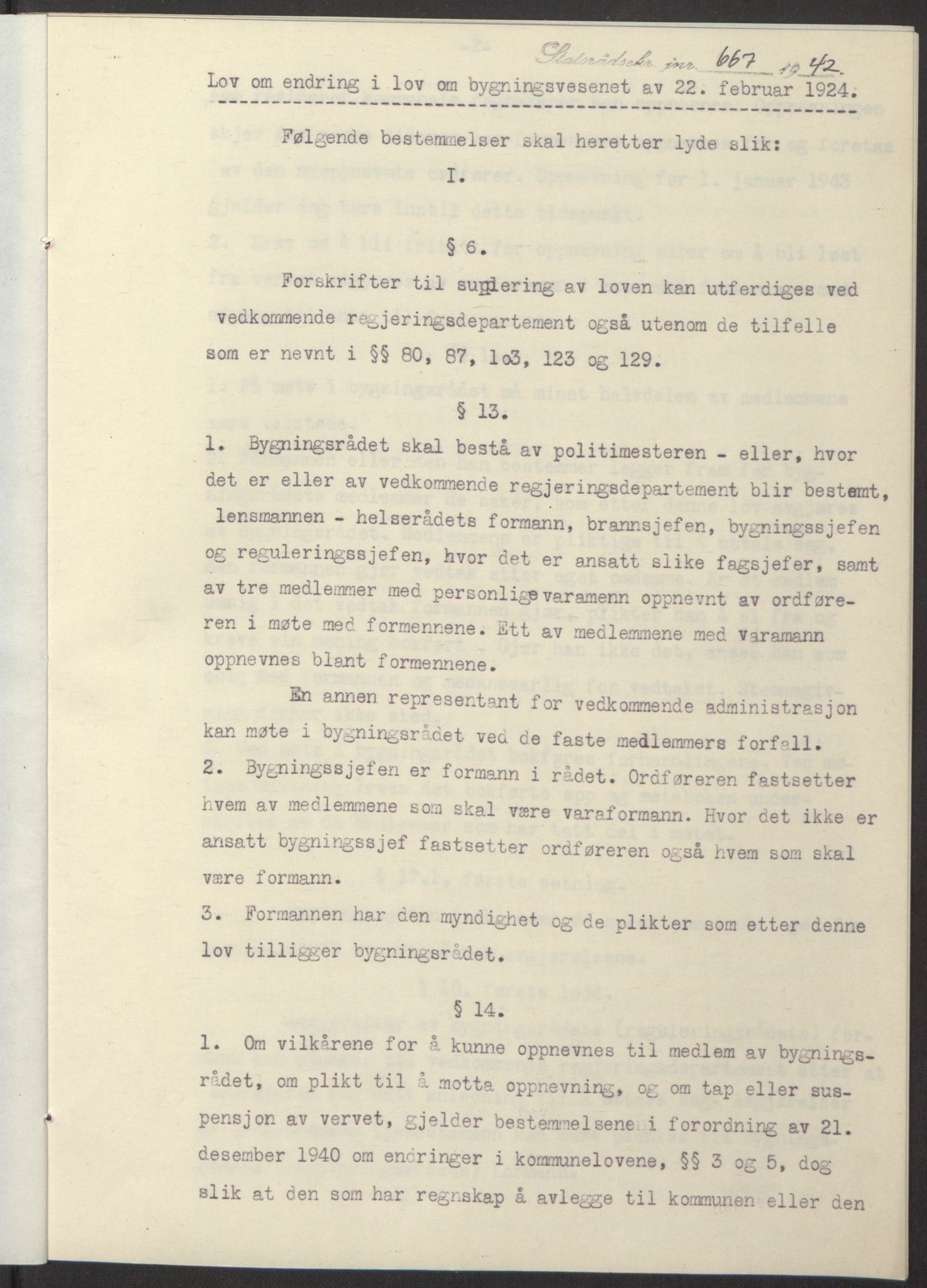 NS-administrasjonen 1940-1945 (Statsrådsekretariatet, de kommisariske statsråder mm), RA/S-4279/D/Db/L0098: Lover II, 1942, s. 284