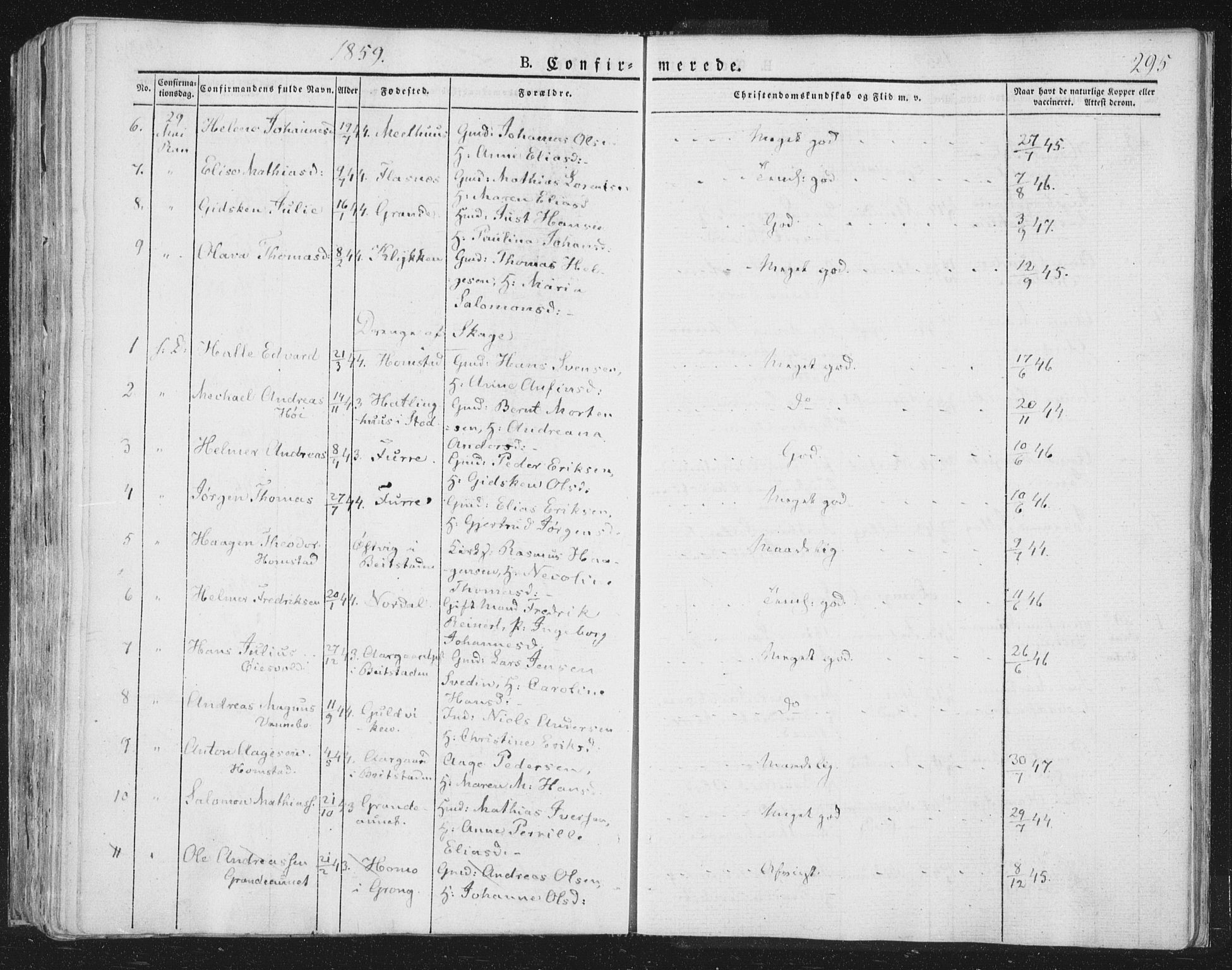 Ministerialprotokoller, klokkerbøker og fødselsregistre - Nord-Trøndelag, SAT/A-1458/764/L0551: Ministerialbok nr. 764A07a, 1824-1864, s. 295