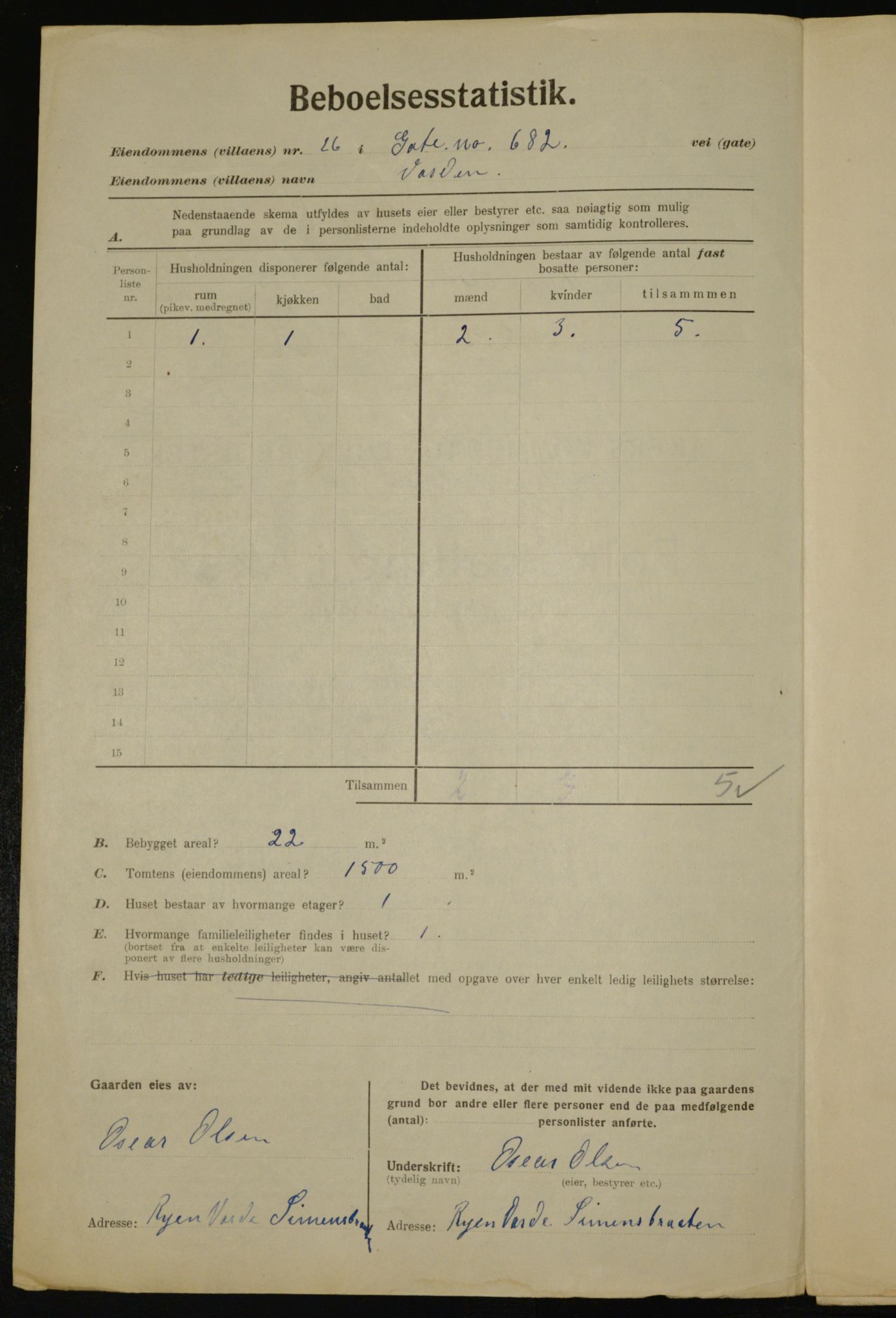 , Kommunal folketelling 1.12.1923 for Aker, 1923, s. 43198