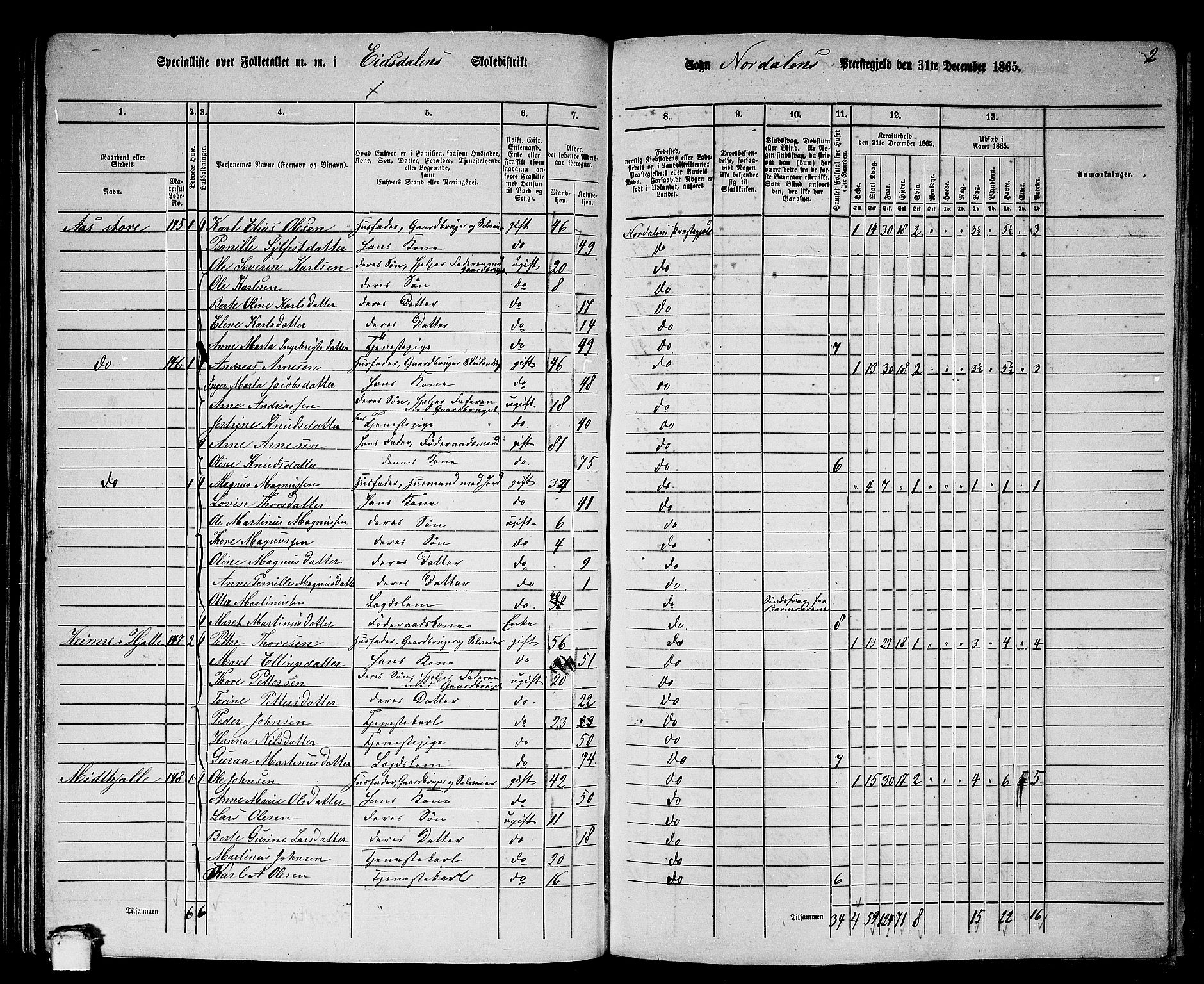 RA, Folketelling 1865 for 1524P Norddal prestegjeld, 1865, s. 75