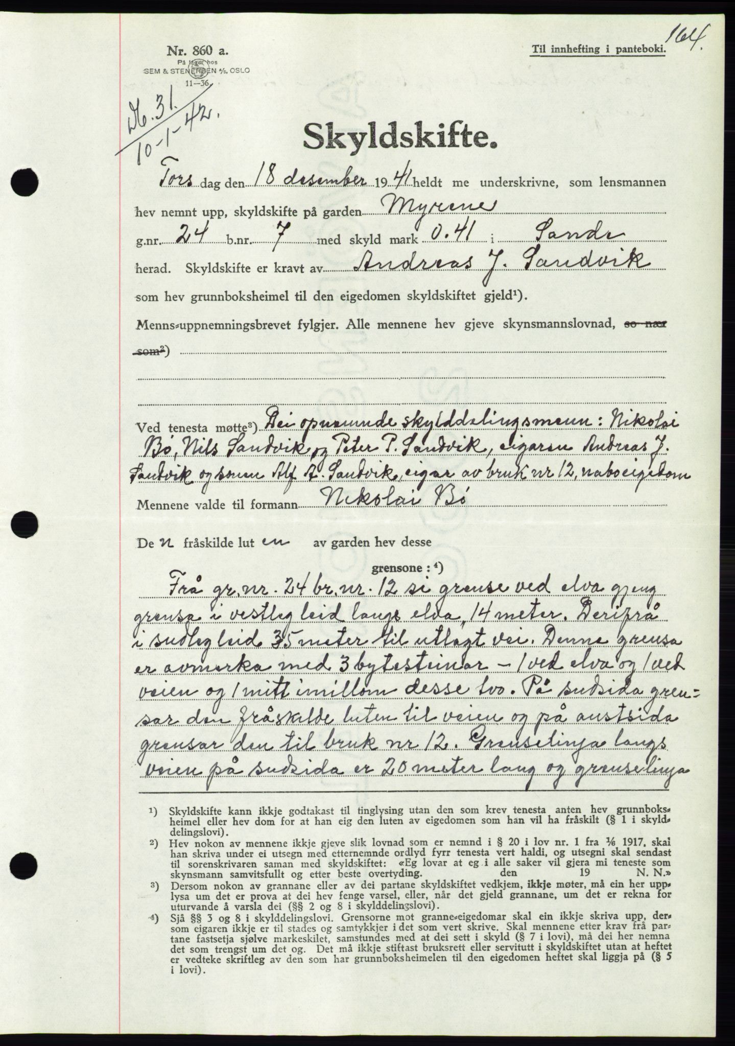 Søre Sunnmøre sorenskriveri, AV/SAT-A-4122/1/2/2C/L0073: Pantebok nr. 67, 1941-1942, Dagboknr: 31/1942