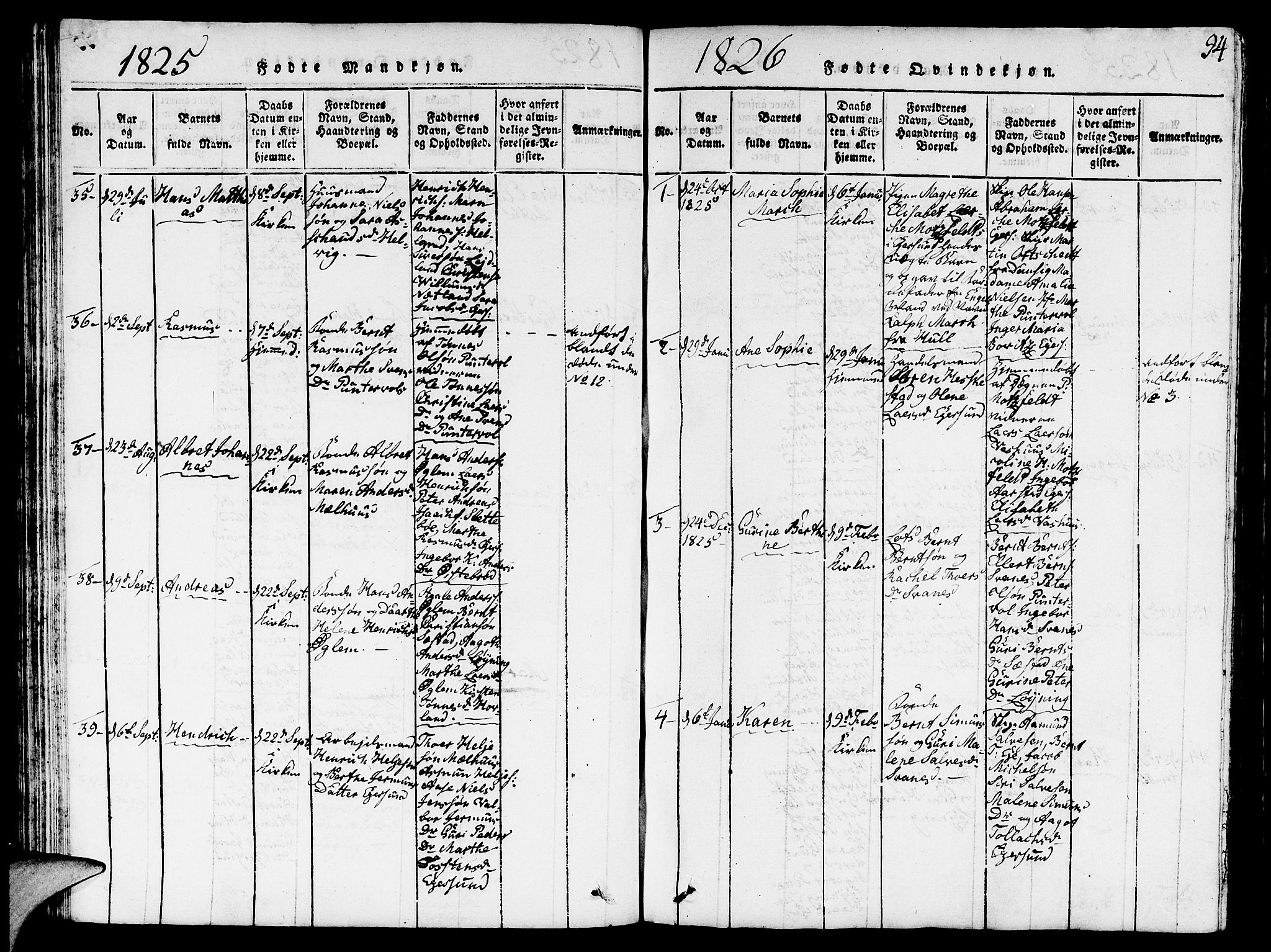 Eigersund sokneprestkontor, SAST/A-101807/S09/L0001: Klokkerbok nr. B 1, 1815-1827, s. 94